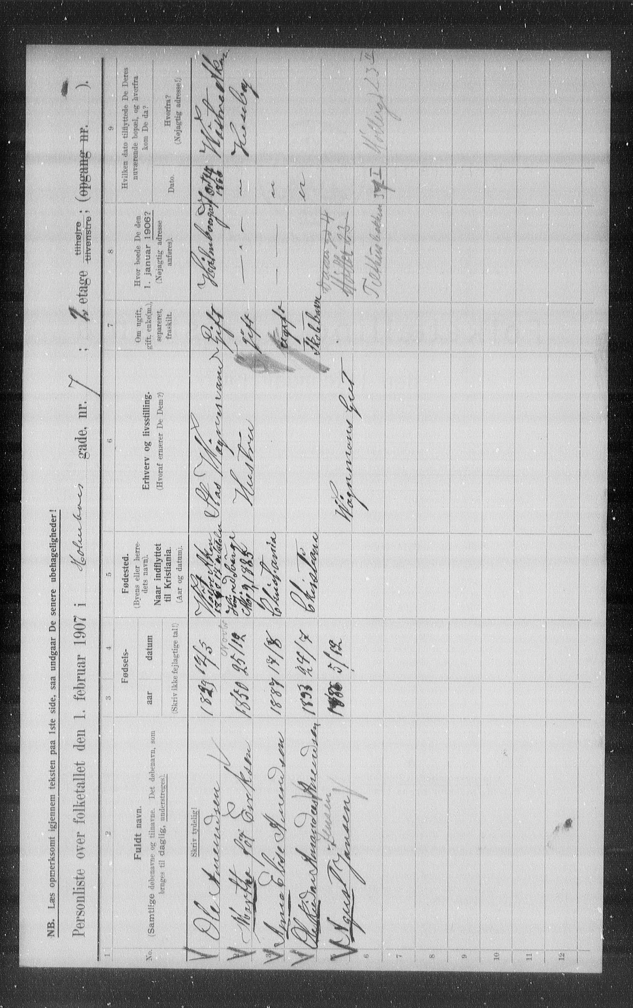 OBA, Municipal Census 1907 for Kristiania, 1907, p. 20969