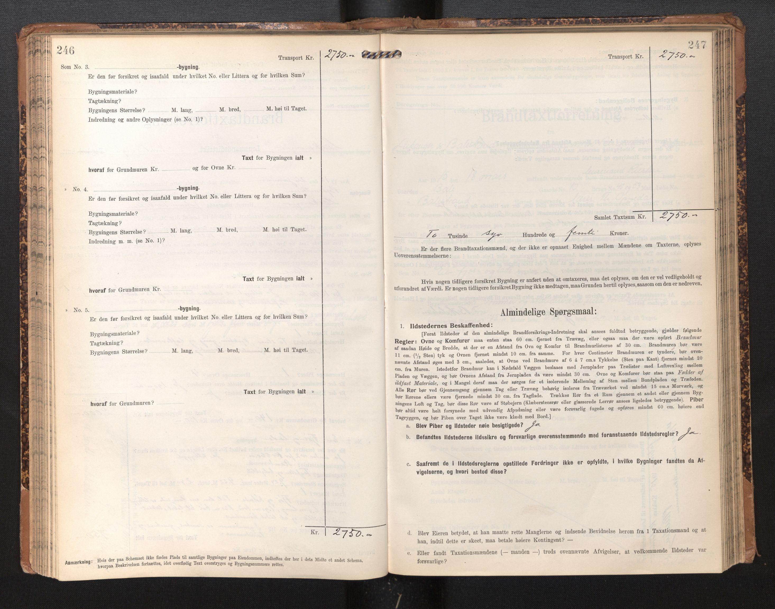 Lensmannen i Leikanger, SAB/A-29201/0012/L0005: Branntakstprotokoll, skjematakst, 1907-1917, p. 246-247