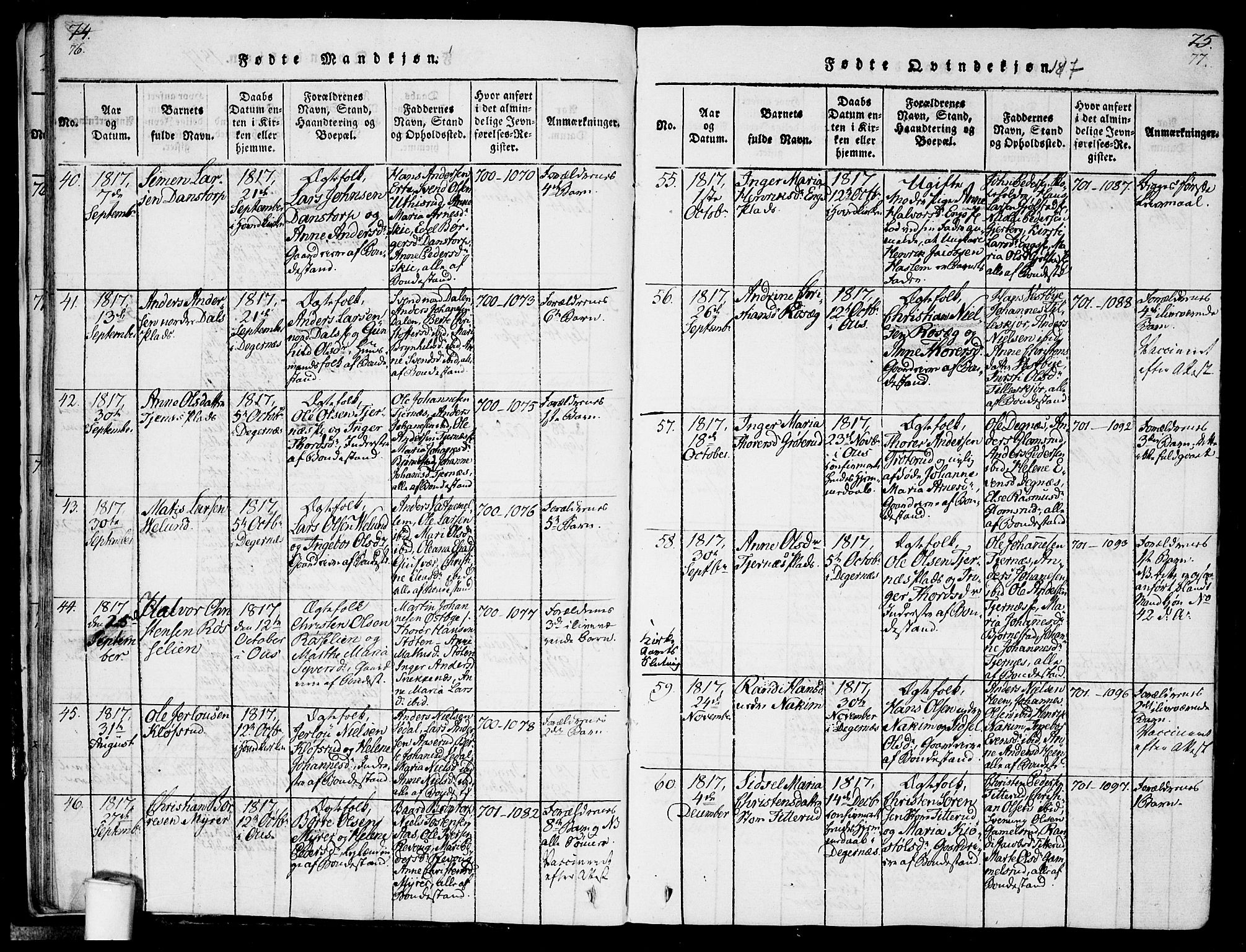 Rakkestad prestekontor Kirkebøker, AV/SAO-A-2008/F/Fa/L0006: Parish register (official) no. I 6, 1814-1824, p. 76-77