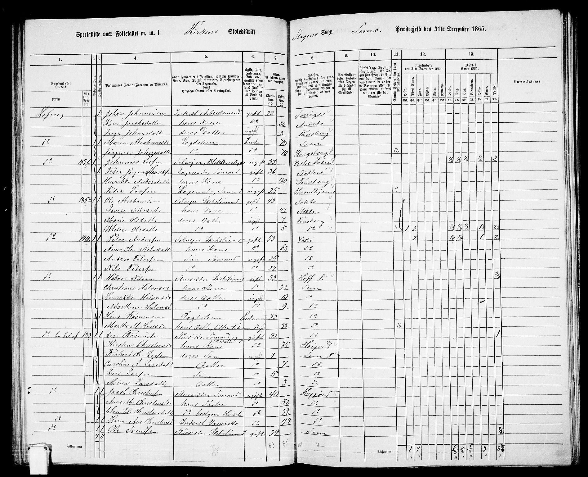 RA, 1865 census for Sem, 1865, p. 97