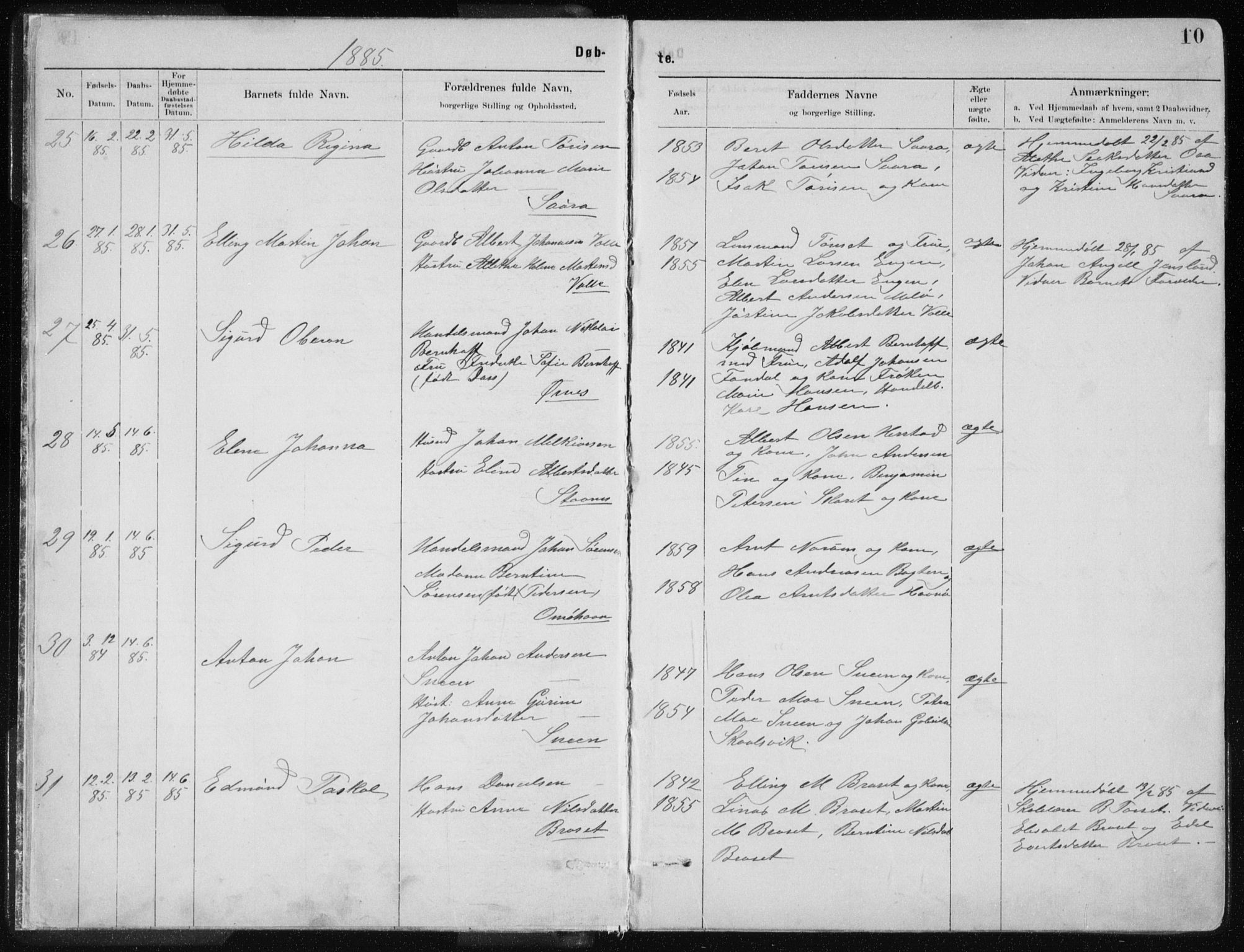 Ministerialprotokoller, klokkerbøker og fødselsregistre - Nordland, AV/SAT-A-1459/843/L0636: Parish register (copy) no. 843C05, 1884-1909, p. 10