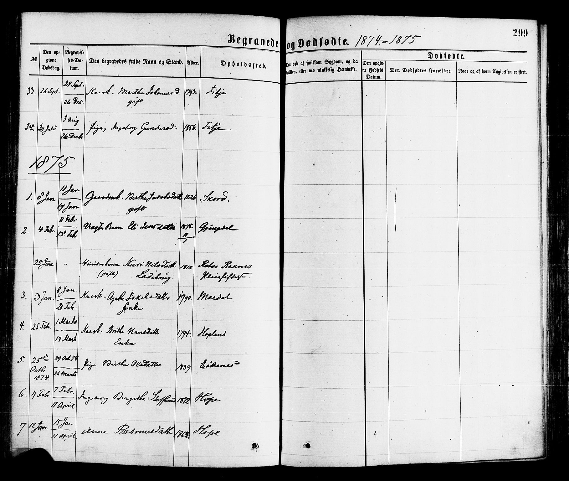 Gloppen sokneprestembete, SAB/A-80101/H/Haa/Haaa/L0010: Parish register (official) no. A 10, 1871-1884, p. 299