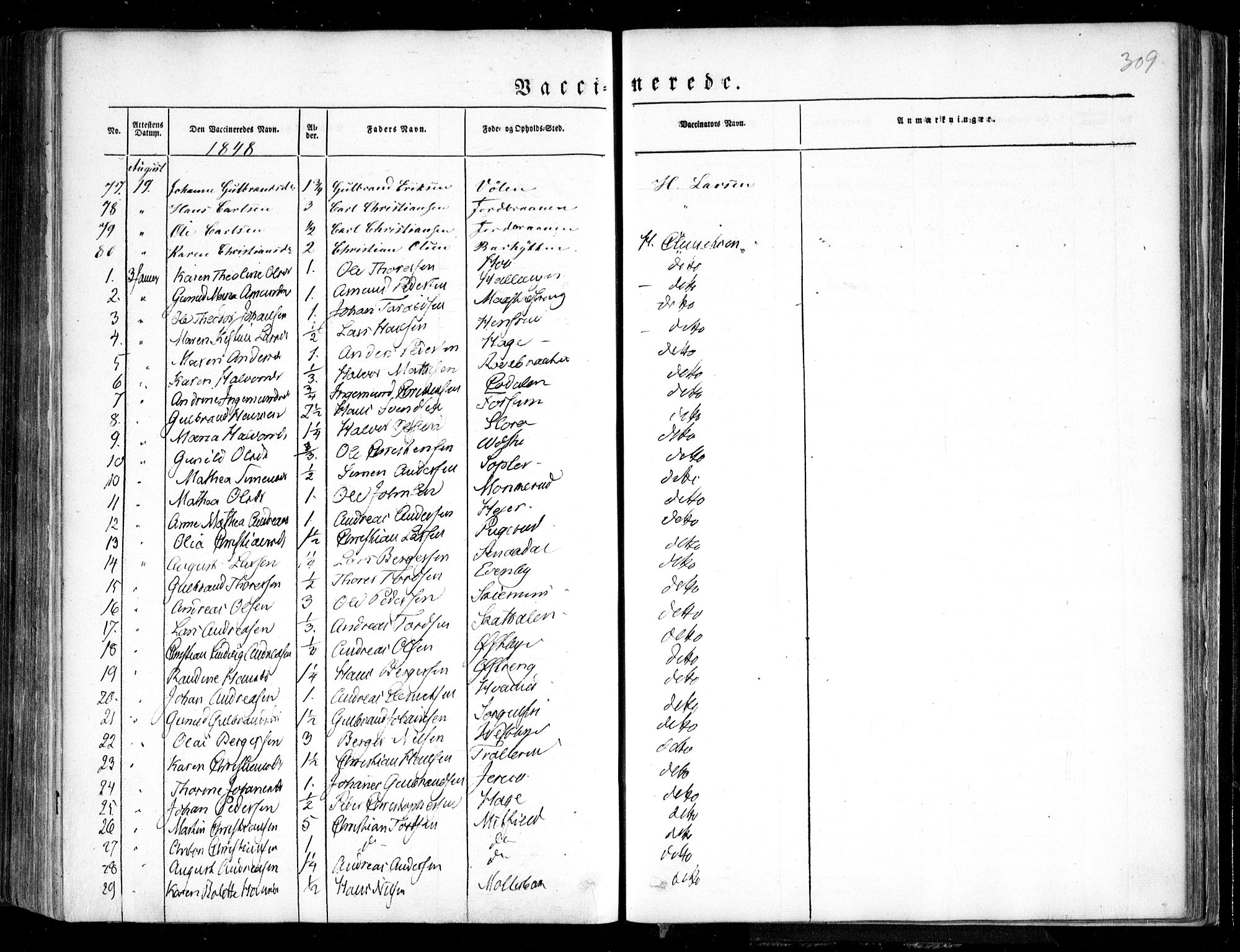 Trøgstad prestekontor Kirkebøker, AV/SAO-A-10925/F/Fa/L0007: Parish register (official) no. I 7, 1845-1854, p. 309