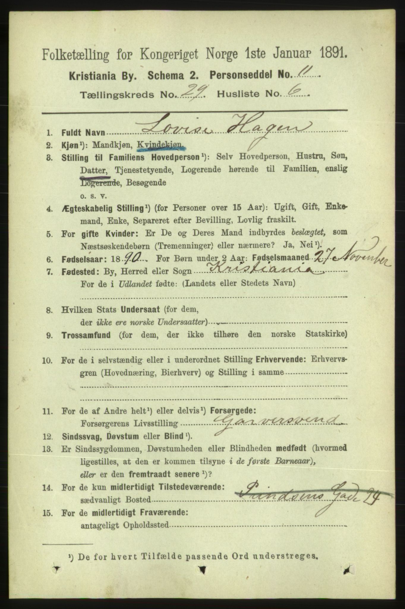 RA, 1891 census for 0301 Kristiania, 1891, p. 15035