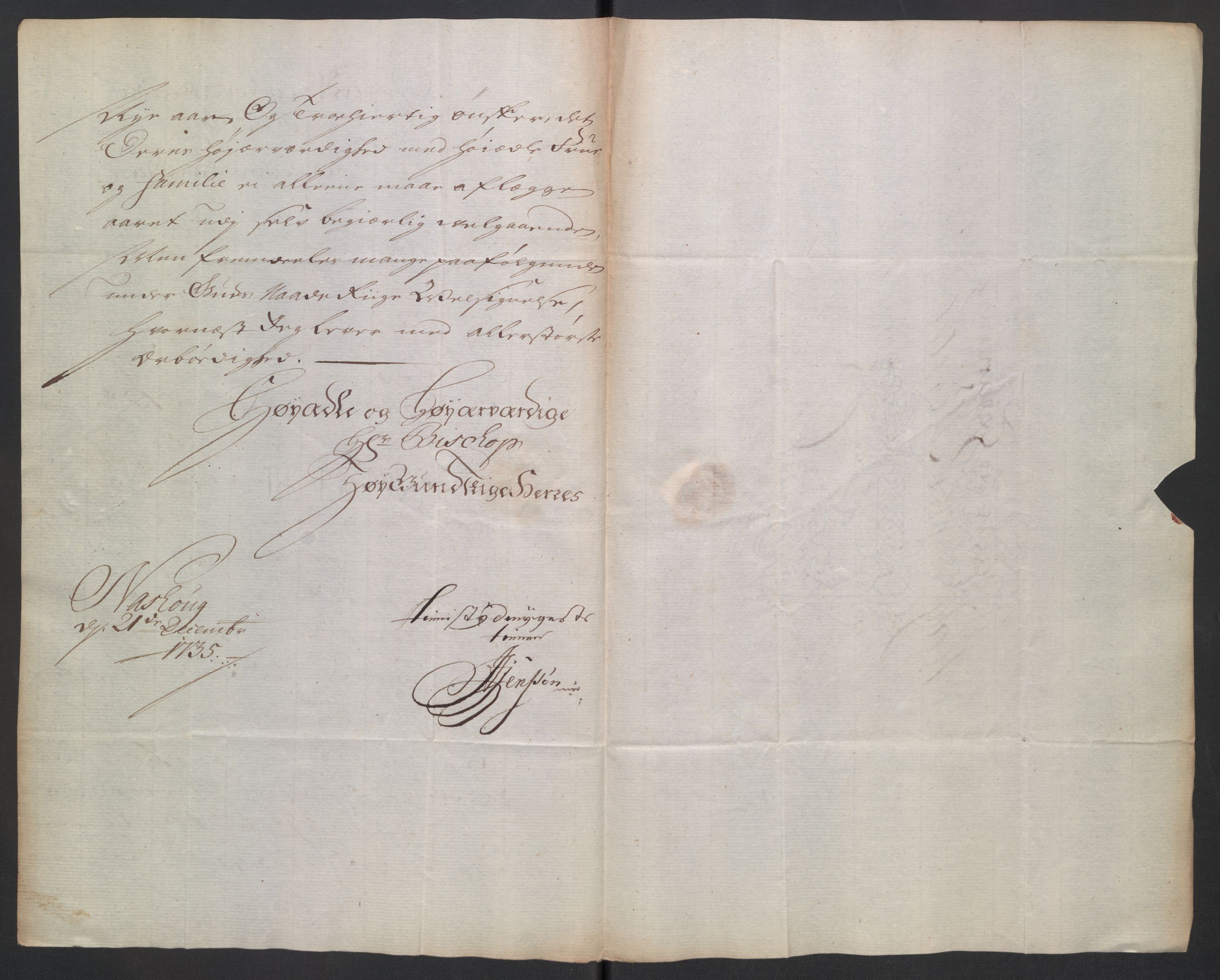Oslo stiftsdireksjon, AV/SAO-A-11085/K/Kb/L0003/0004: Oslo Hospital / Auksjoner over Hospitalets eiendommer: Korrespondanse, 1735-1736, p. 39