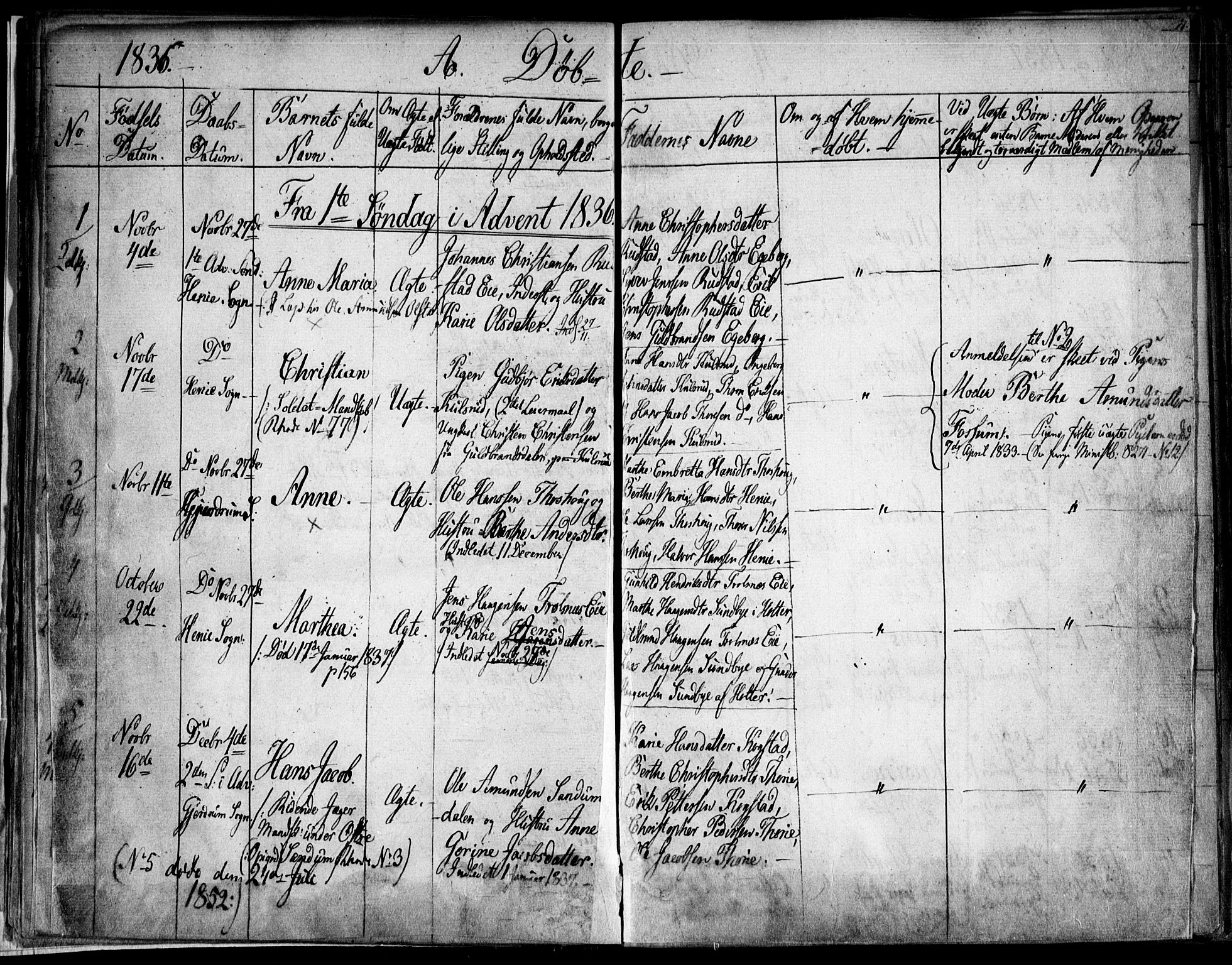 Gjerdrum prestekontor Kirkebøker, AV/SAO-A-10412b/F/Fa/L0005: Parish register (official) no. I 5, 1835-1845, p. 11