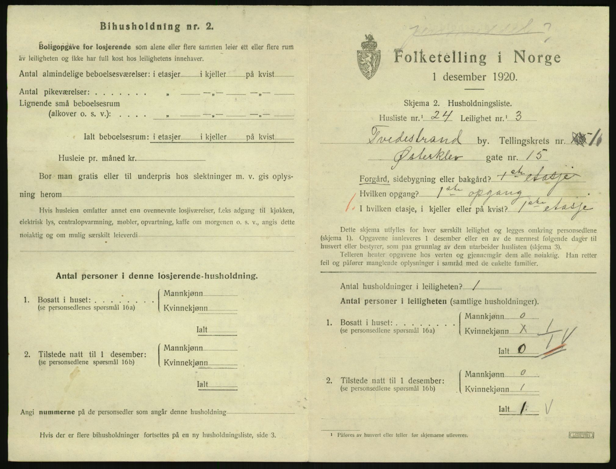 SAK, 1920 census for Tvedestrand, 1920, p. 665