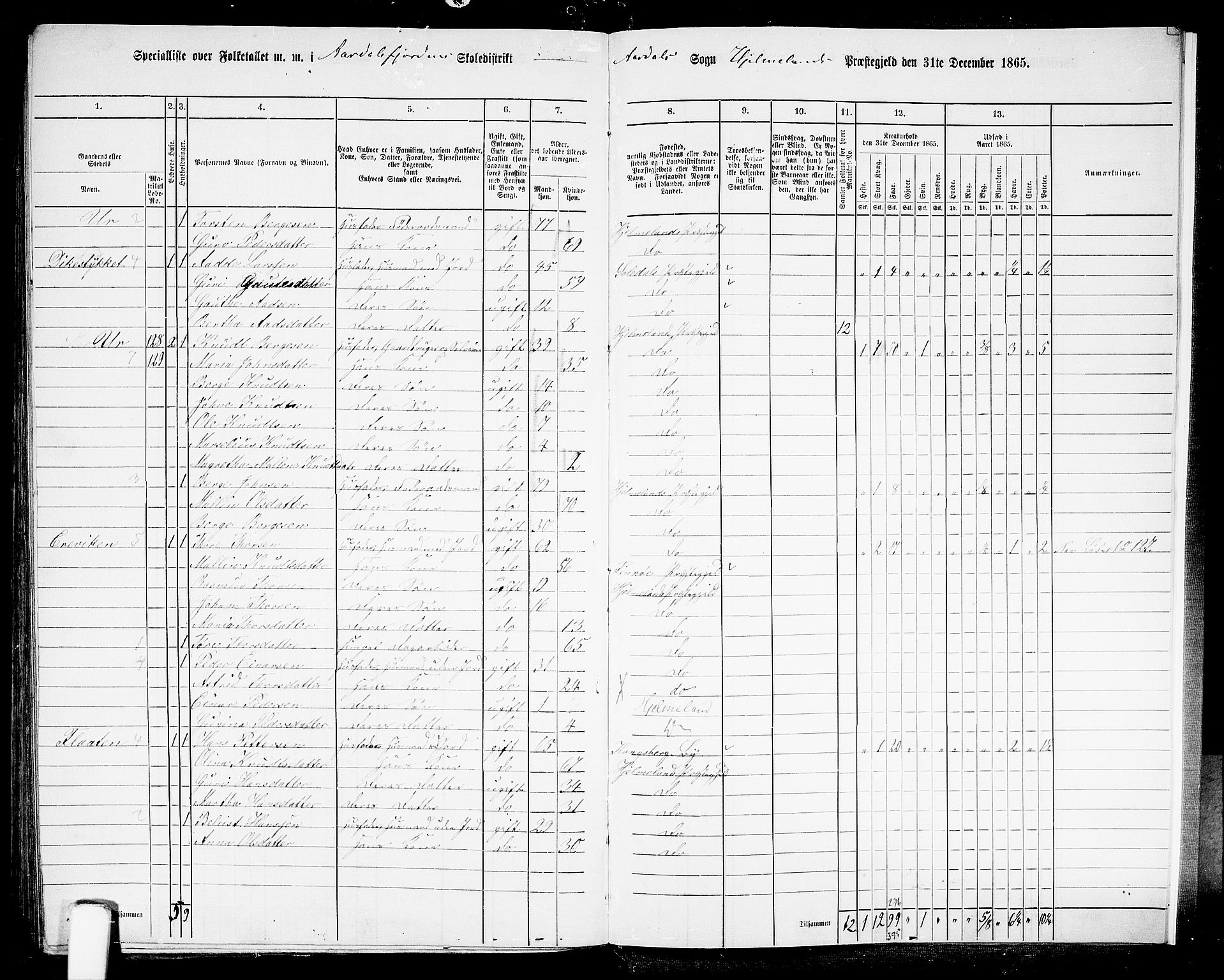 RA, 1865 census for Hjelmeland, 1865, p. 195