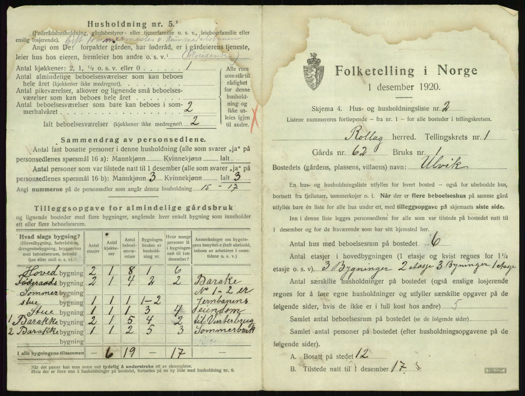 SAKO, 1920 census for Rollag, 1920, p. 41