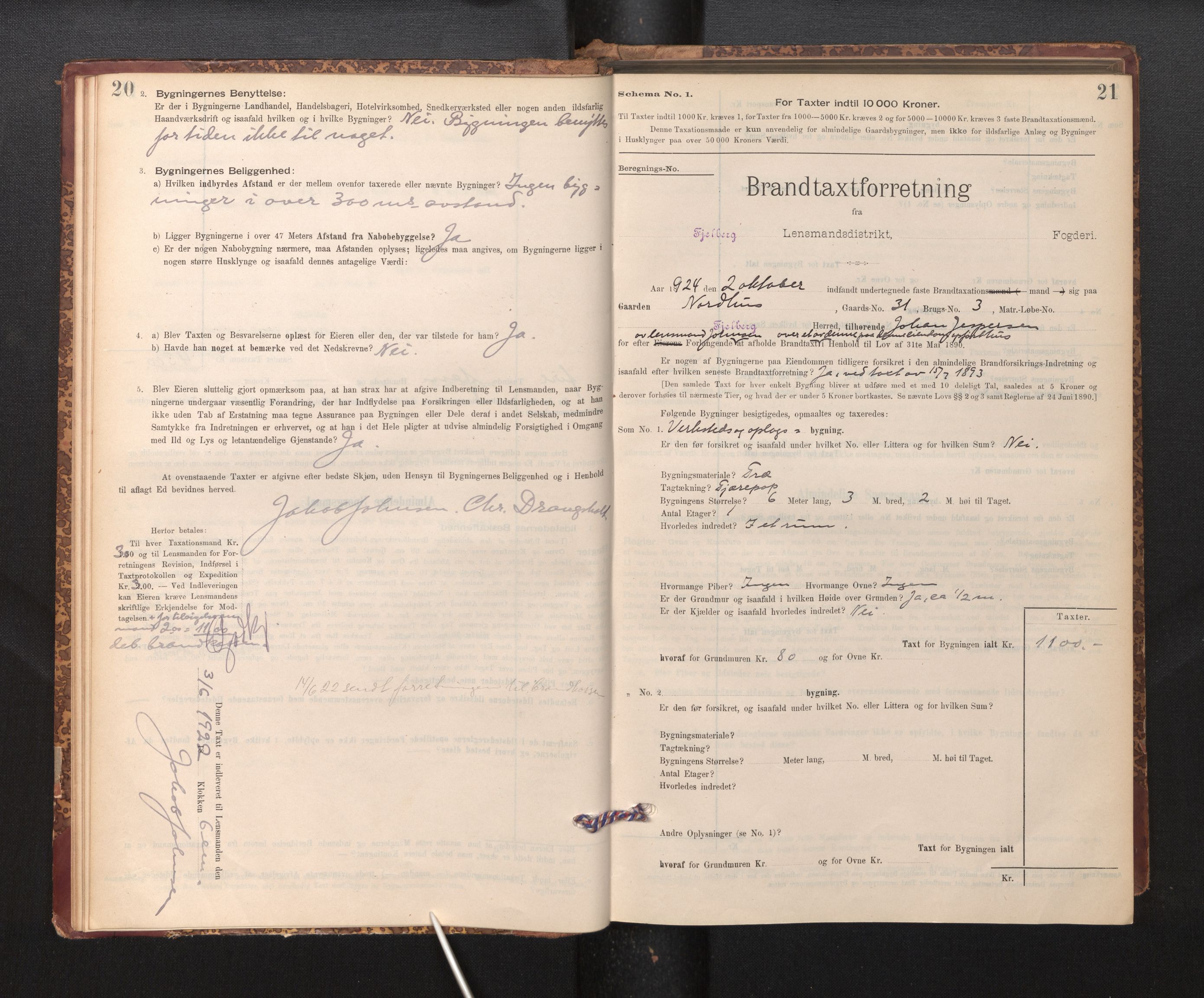Lensmannen i Fjelberg, SAB/A-32101/0012/L0007: Branntakstprotokoll, skjematakst, 1895-1949, p. 20-21