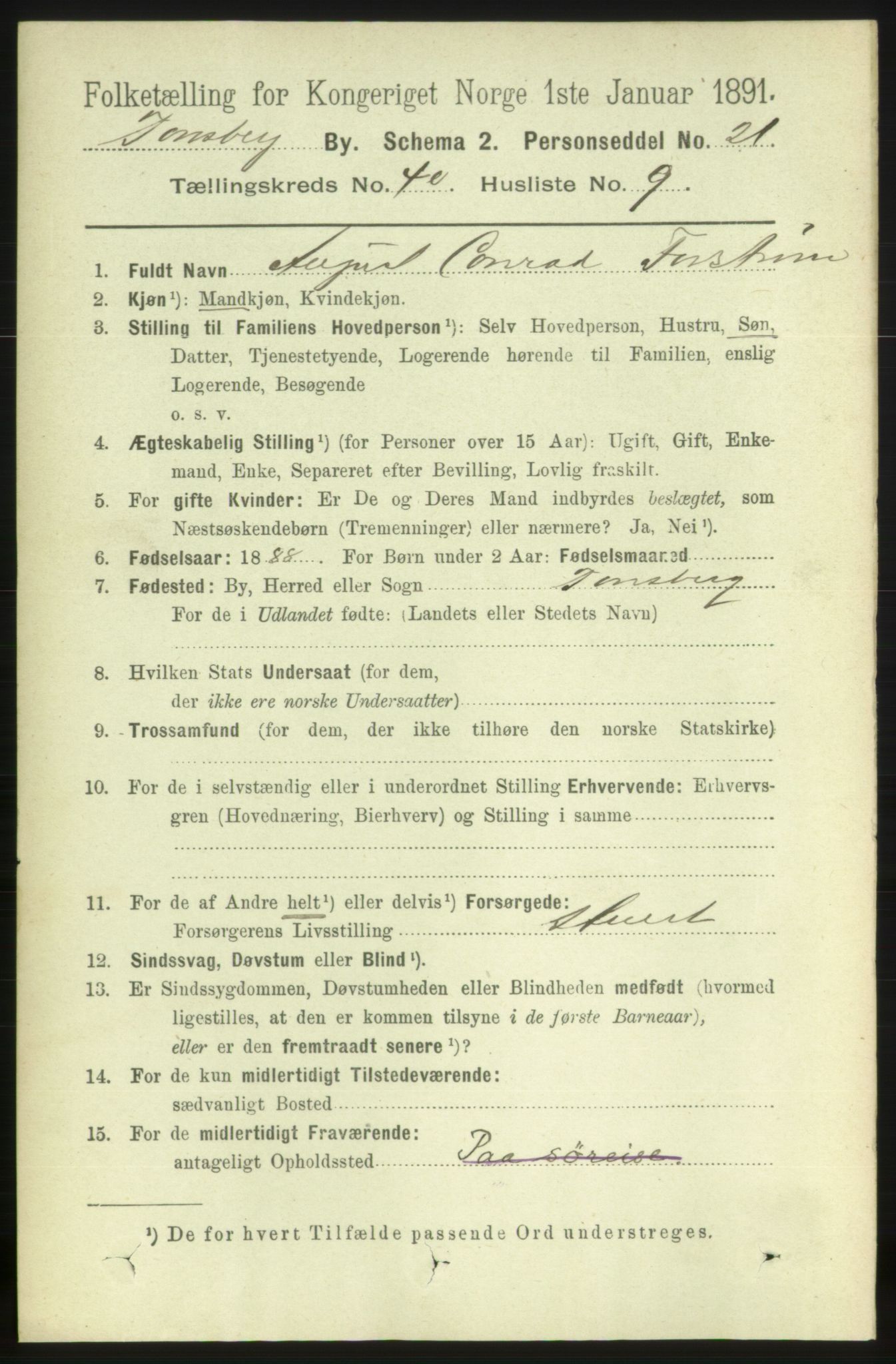 RA, 1891 census for 0705 Tønsberg, 1891, p. 8742