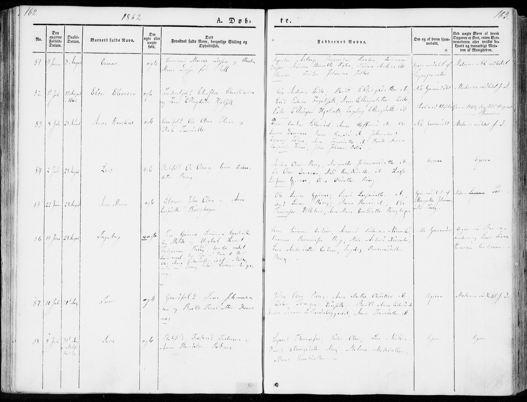 Ministerialprotokoller, klokkerbøker og fødselsregistre - Møre og Romsdal, AV/SAT-A-1454/555/L0653: Parish register (official) no. 555A04, 1843-1869, p. 162-163