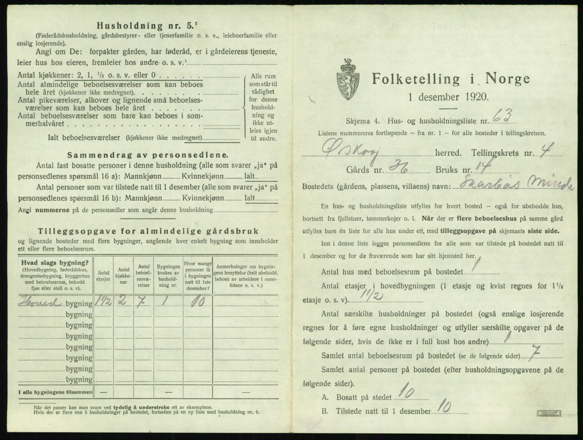 SAT, 1920 census for Ørskog, 1920, p. 422