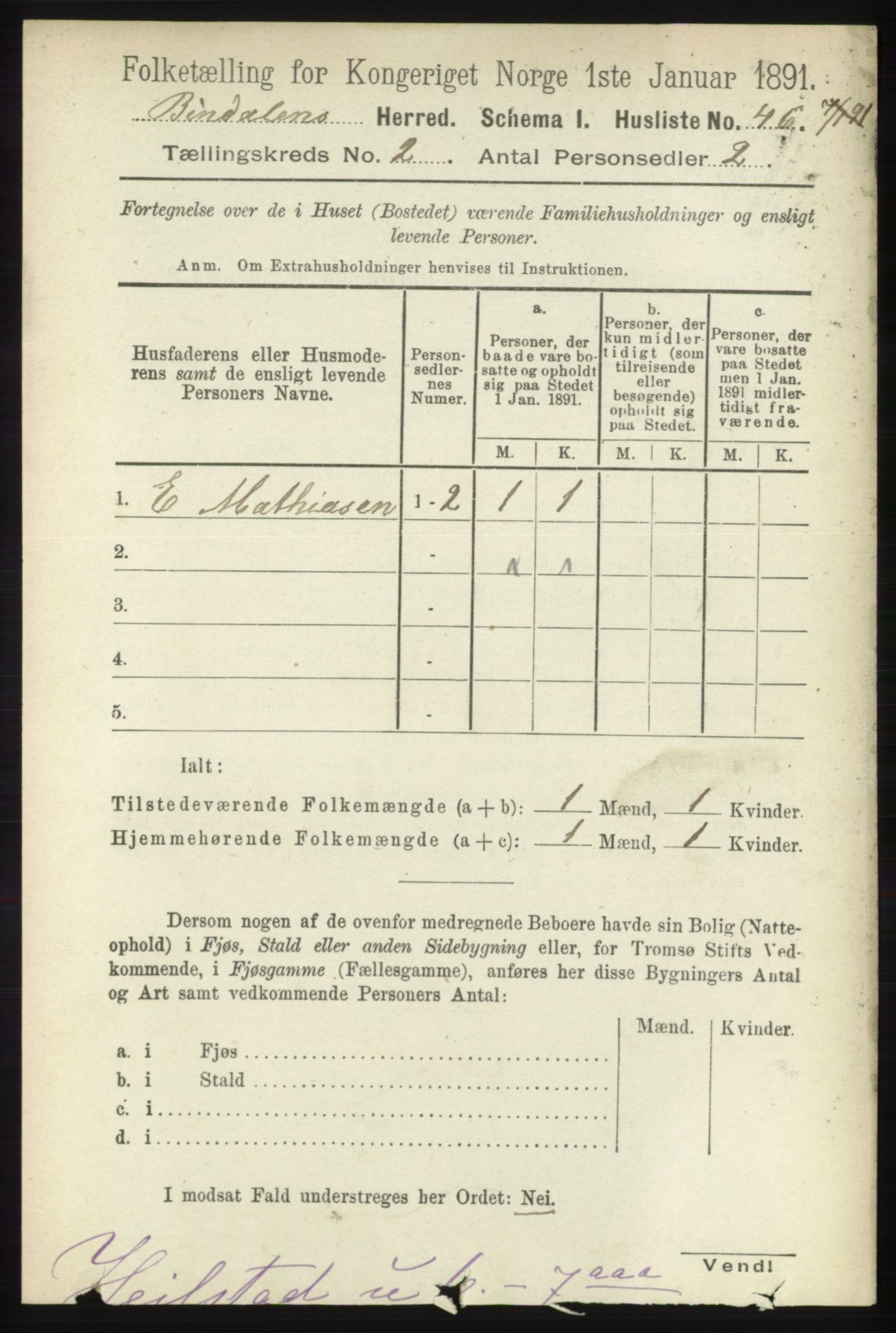 RA, 1891 census for 1811 Bindal, 1891, p. 277