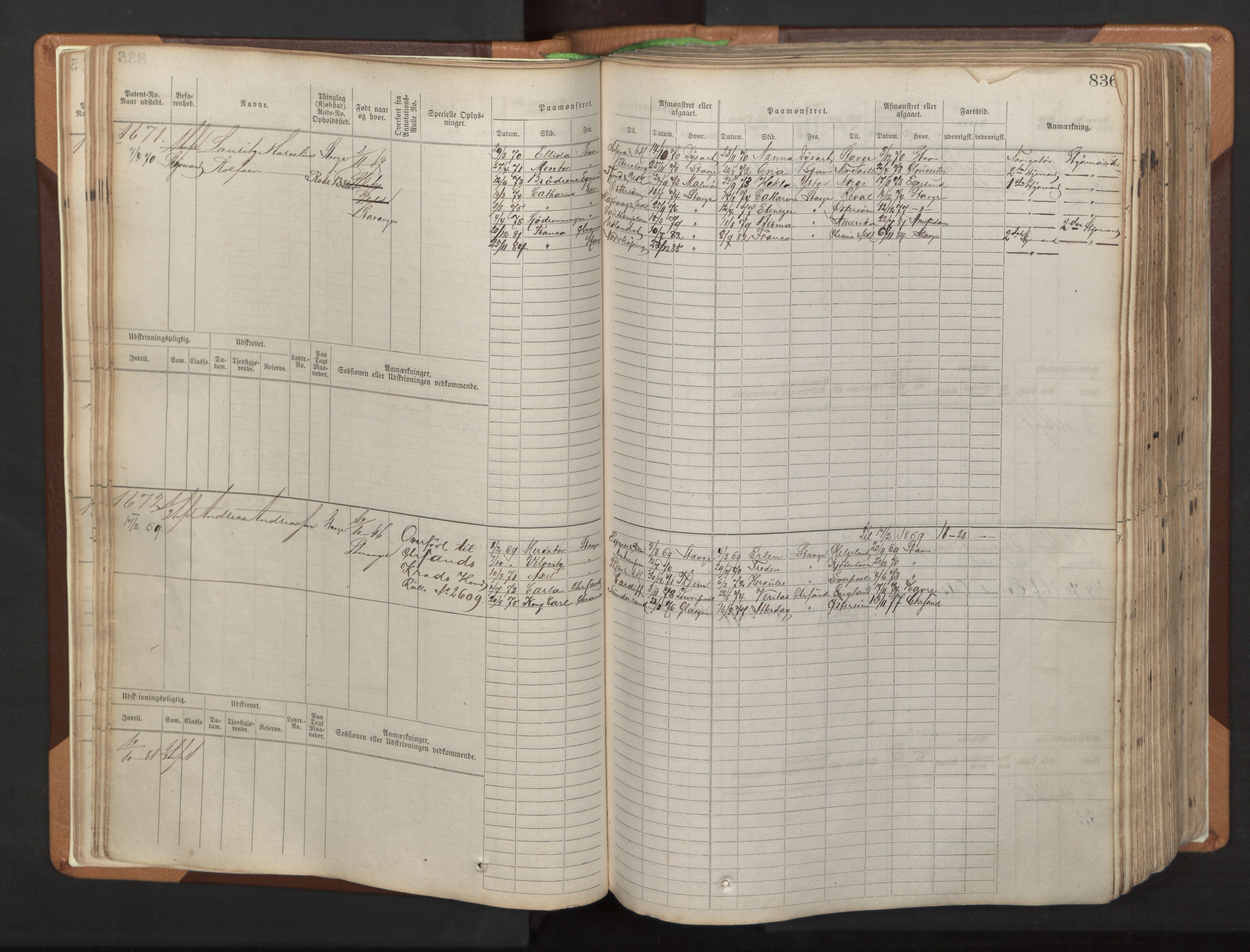 Stavanger sjømannskontor, AV/SAST-A-102006/F/Fb/Fbb/L0006: Sjøfartshovedrulle, patentnr. 1607-2402 (del 3), 1869-1880, p. 35