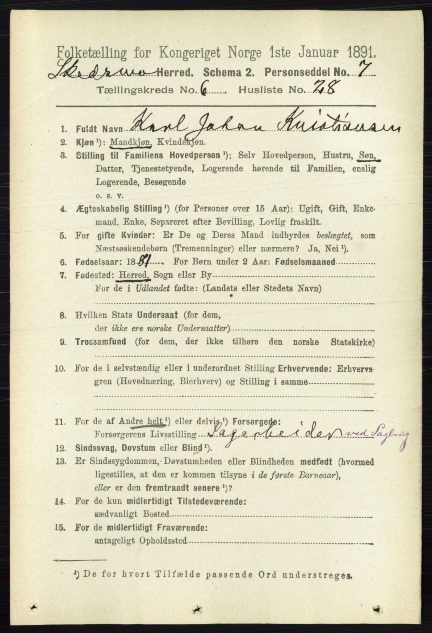 RA, 1891 census for 0231 Skedsmo, 1891, p. 2936