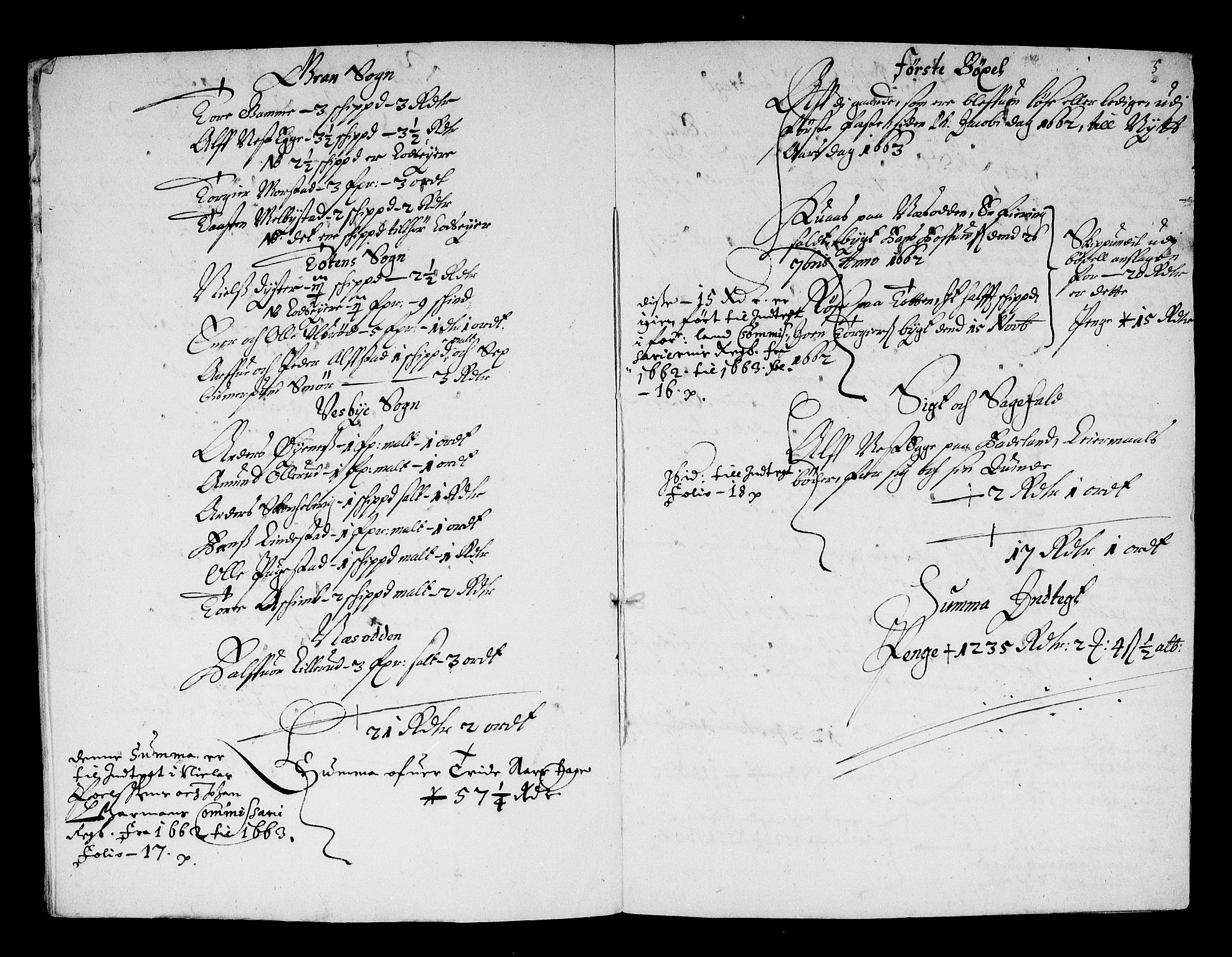 Rentekammeret inntil 1814, Reviderte regnskaper, Stiftamtstueregnskaper, Landkommissariatet på Akershus og Akershus stiftamt, AV/RA-EA-5869/R/Ra/L0010: Landkommissariatet på Akershus, 1662