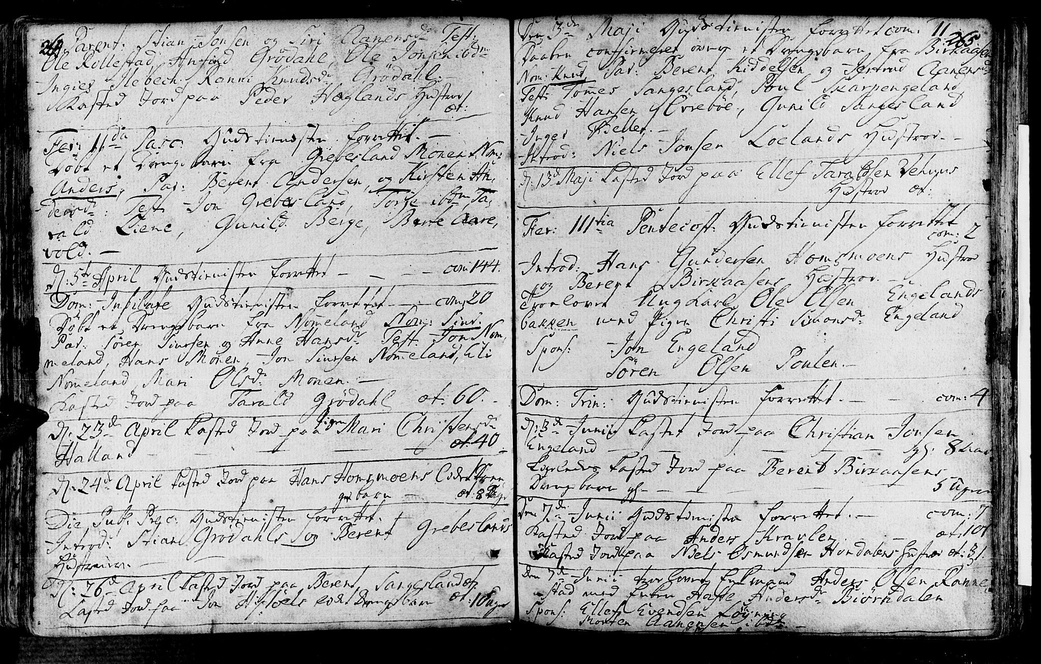 Vennesla sokneprestkontor, AV/SAK-1111-0045/Fa/Fac/L0001: Parish register (official) no. A 1, 1743-1784, p. 264-265