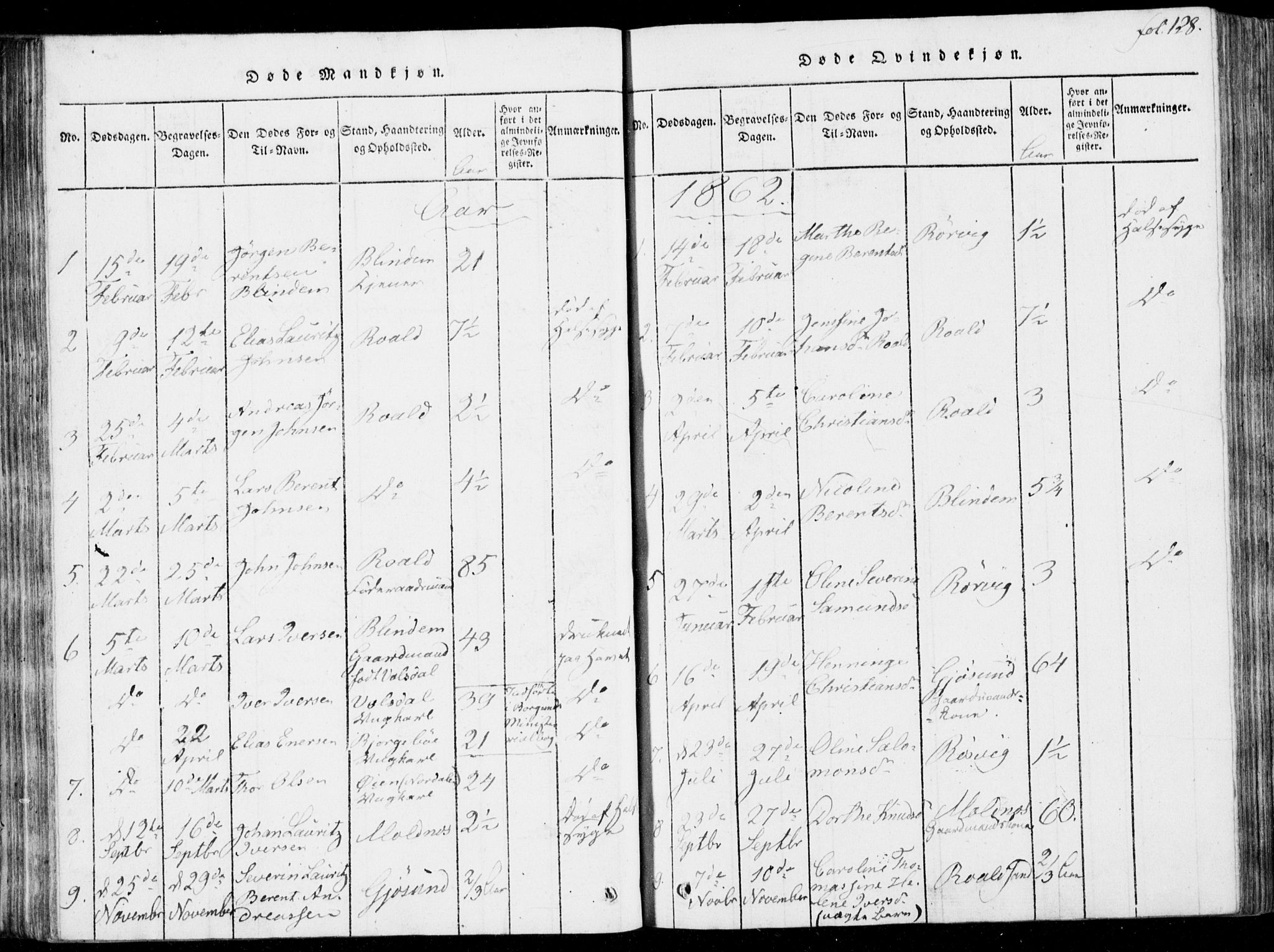 Ministerialprotokoller, klokkerbøker og fødselsregistre - Møre og Romsdal, AV/SAT-A-1454/537/L0517: Parish register (official) no. 537A01, 1818-1862, p. 128