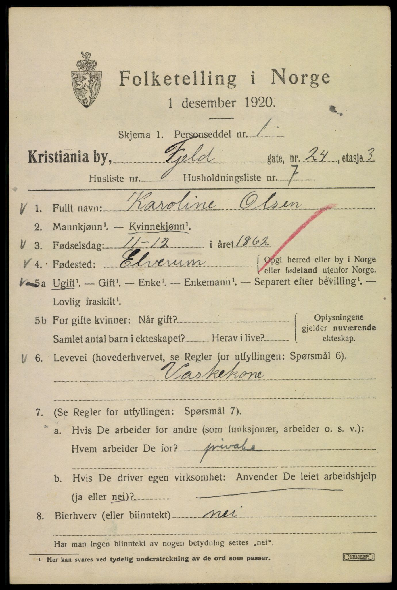 SAO, 1920 census for Kristiania, 1920, p. 229657