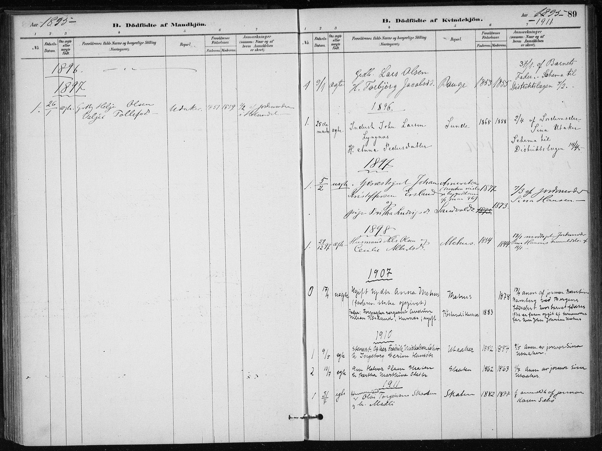 Skånevik sokneprestembete, SAB/A-77801/H/Haa: Parish register (official) no. C  1, 1879-1917, p. 89