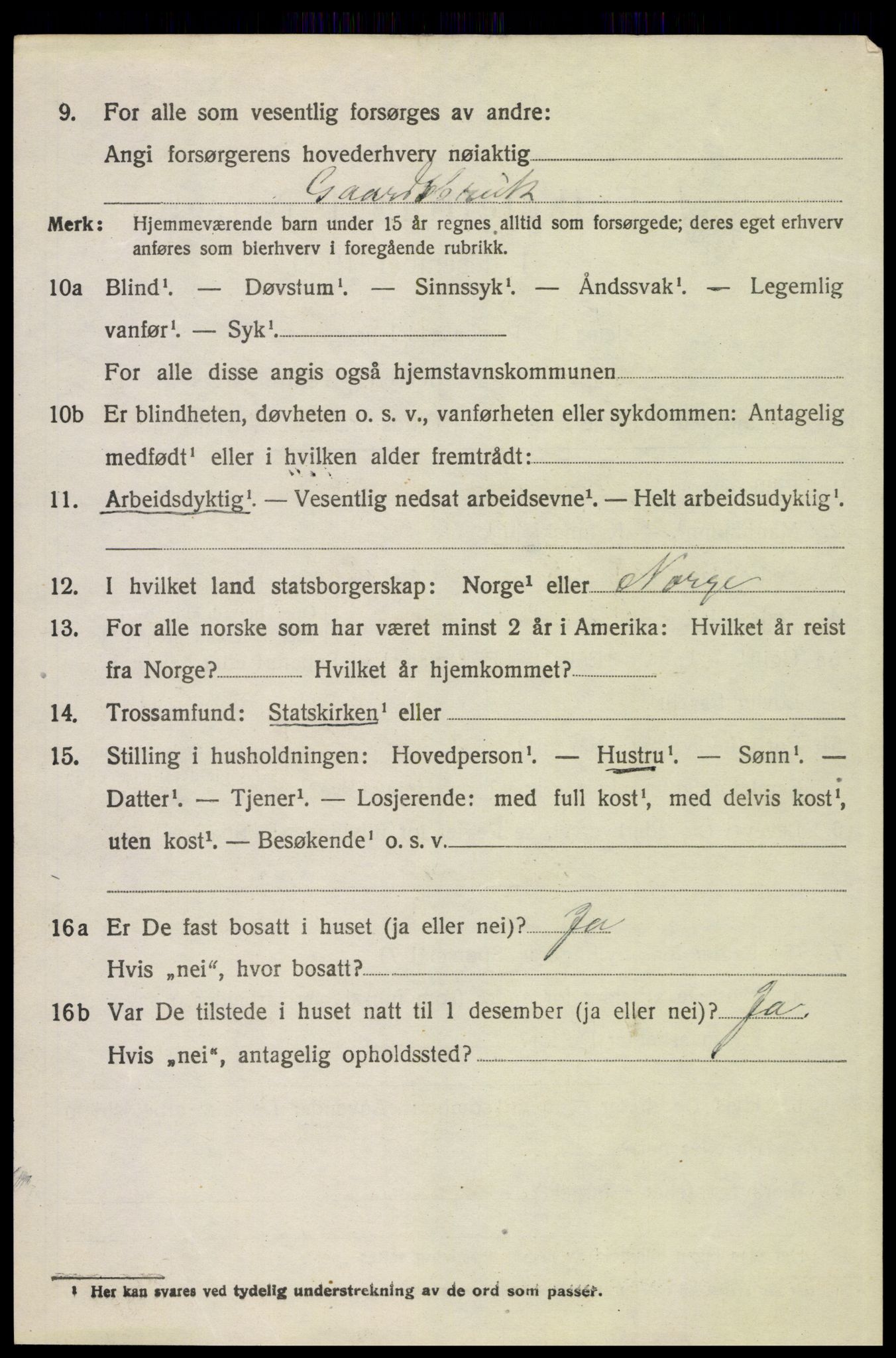 SAH, 1920 census for Tolga, 1920, p. 3258