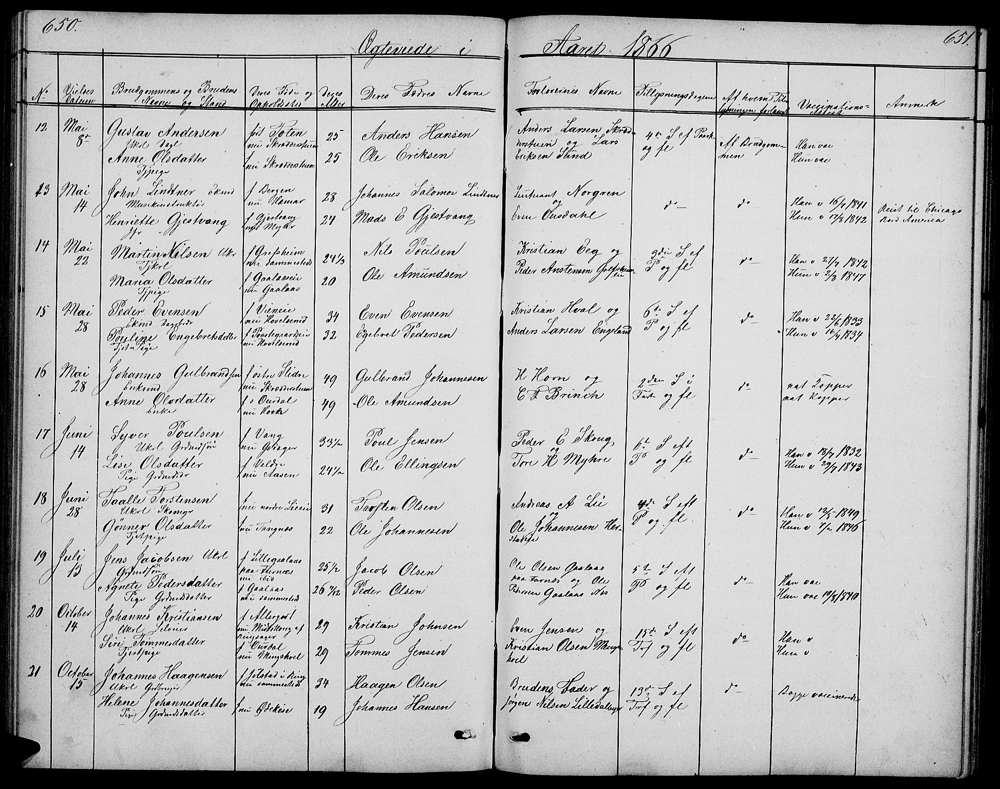 Nes prestekontor, Hedmark, AV/SAH-PREST-020/L/La/L0005: Parish register (copy) no. 5, 1852-1889, p. 650-651