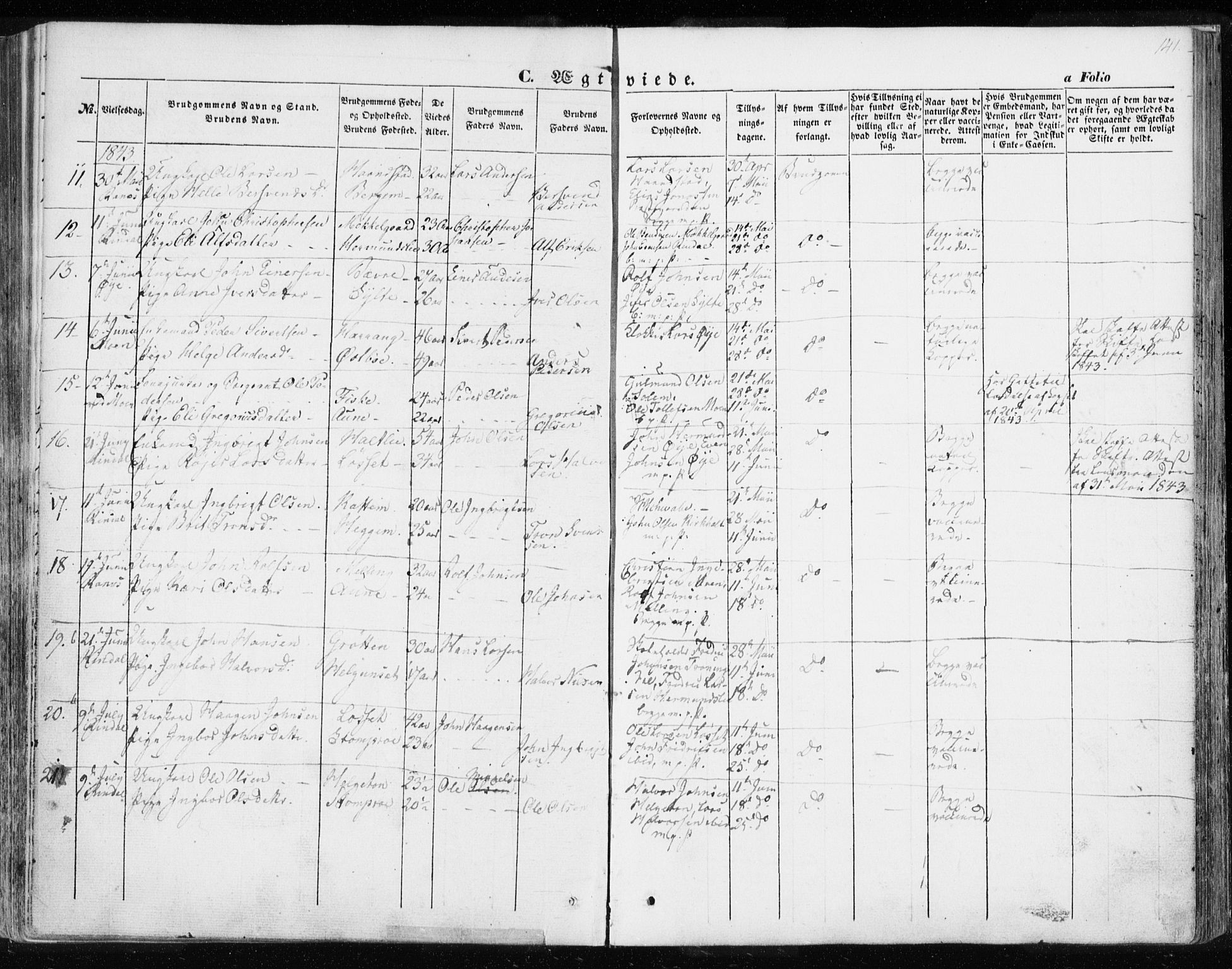 Ministerialprotokoller, klokkerbøker og fødselsregistre - Møre og Romsdal, AV/SAT-A-1454/595/L1043: Parish register (official) no. 595A05, 1843-1851, p. 141