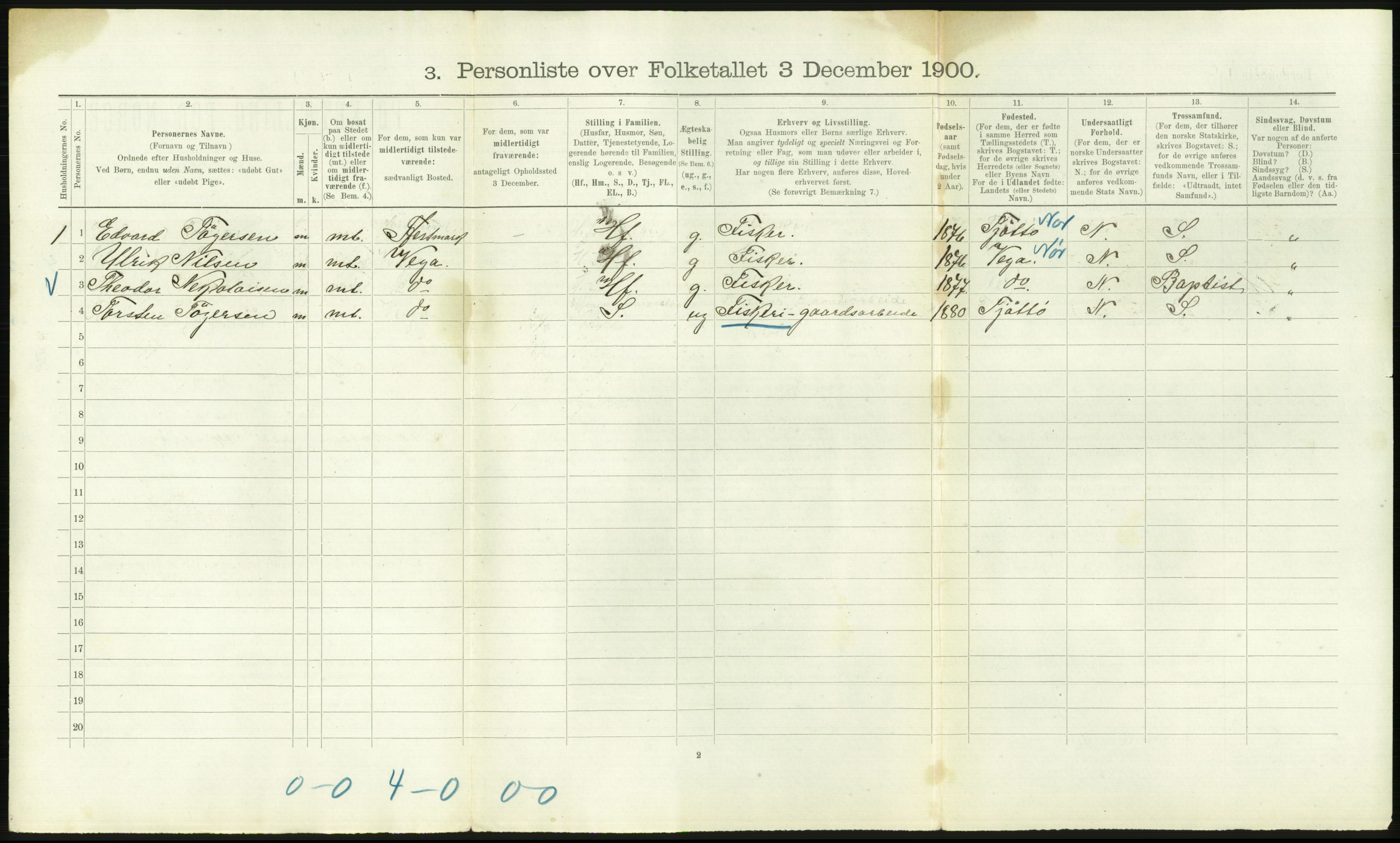 RA, 1900 Census - ship lists from ships in Norwegian harbours, harbours abroad and at sea, 1900, p. 2932