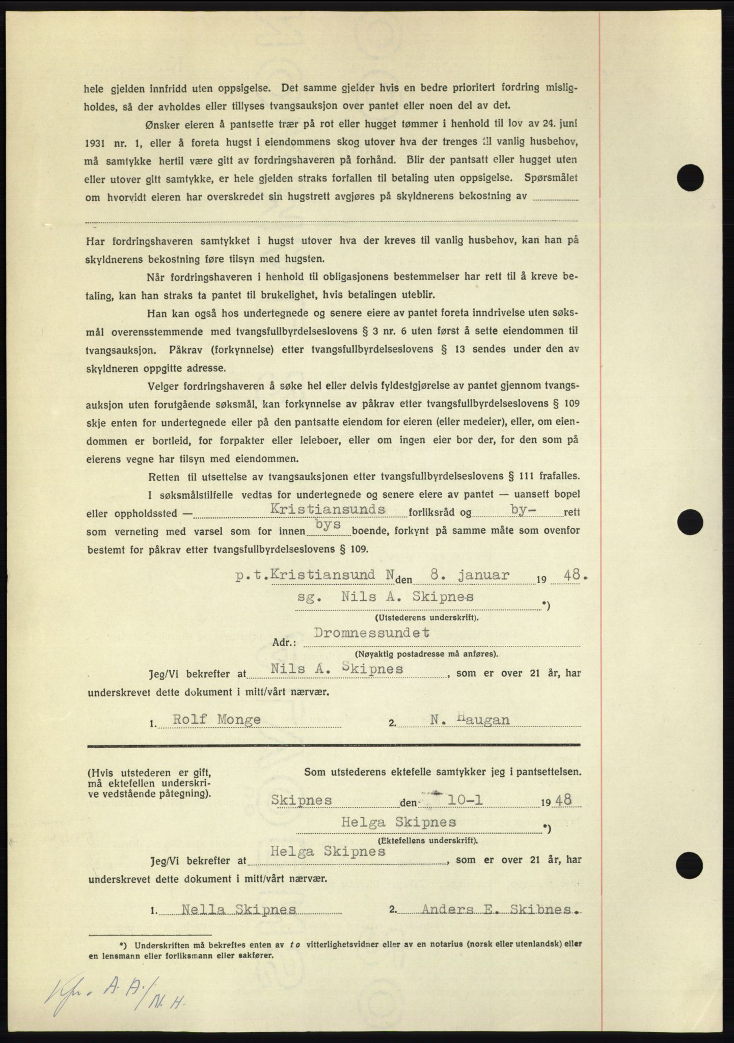 Nordmøre sorenskriveri, AV/SAT-A-4132/1/2/2Ca: Mortgage book no. B97, 1947-1948, Diary no: : 118/1948