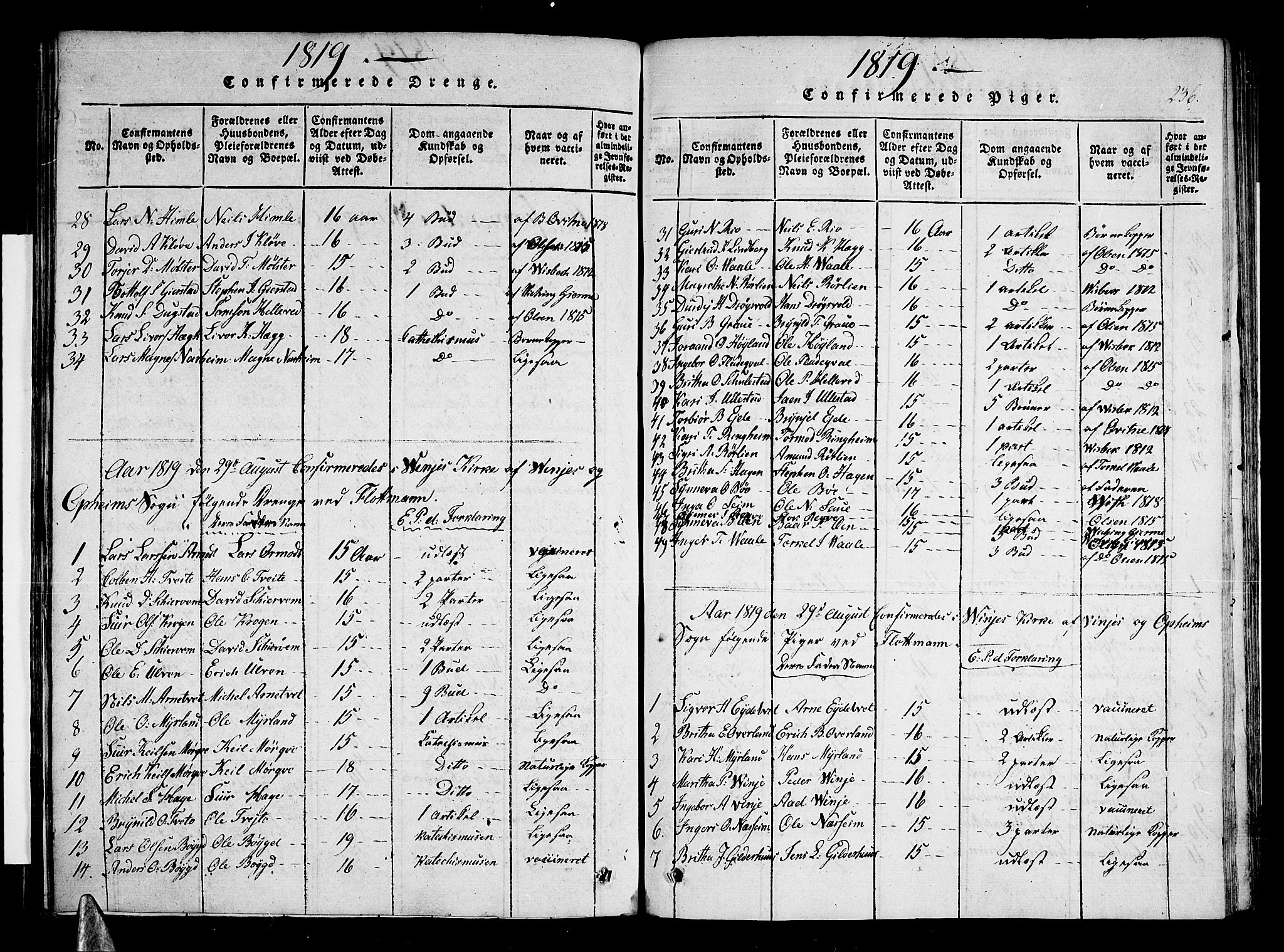 Voss sokneprestembete, SAB/A-79001/H/Haa: Parish register (official) no. A 11, 1816-1827, p. 236