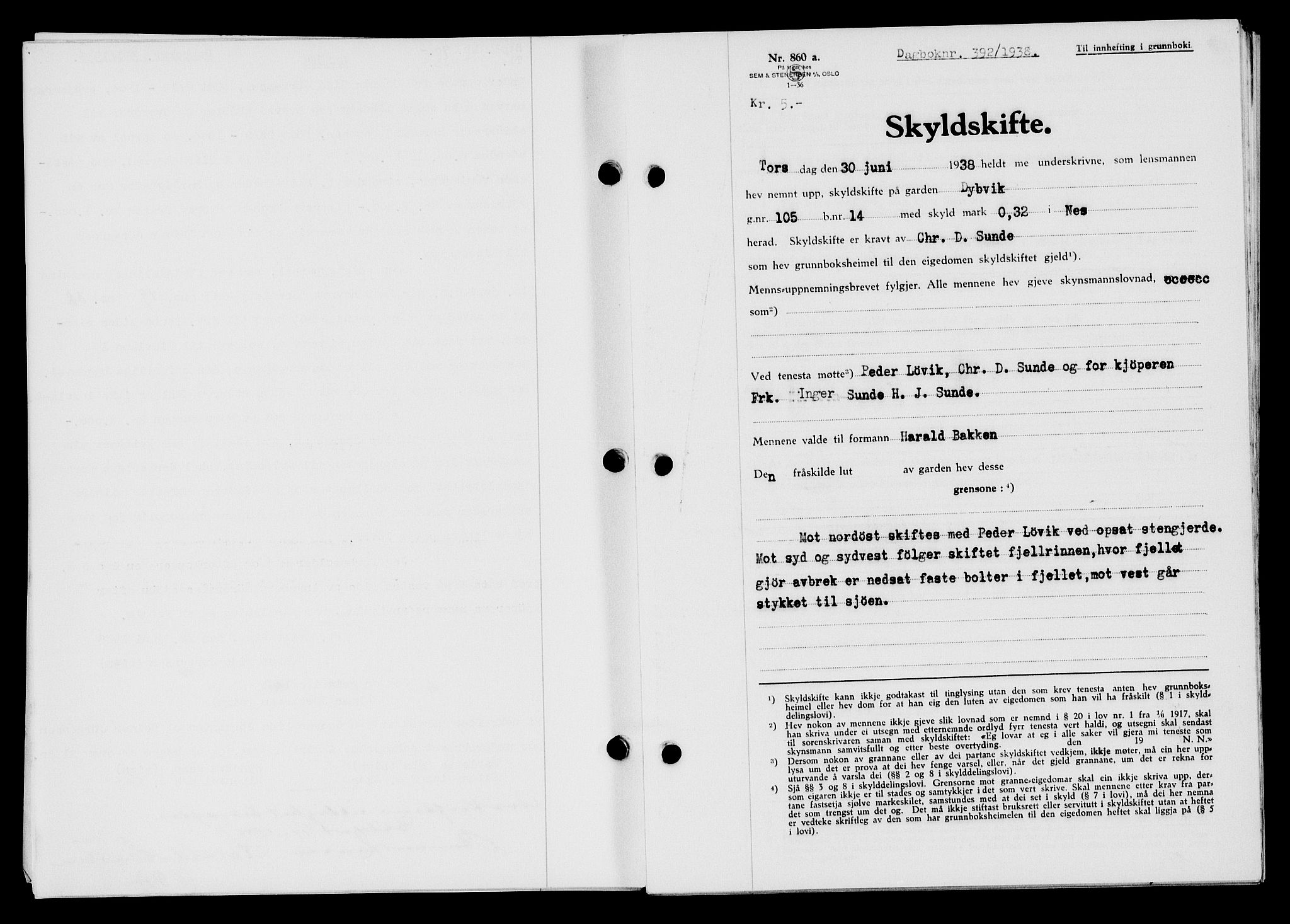 Flekkefjord sorenskriveri, SAK/1221-0001/G/Gb/Gba/L0054: Mortgage book no. A-2, 1937-1938, Diary no: : 392/1938