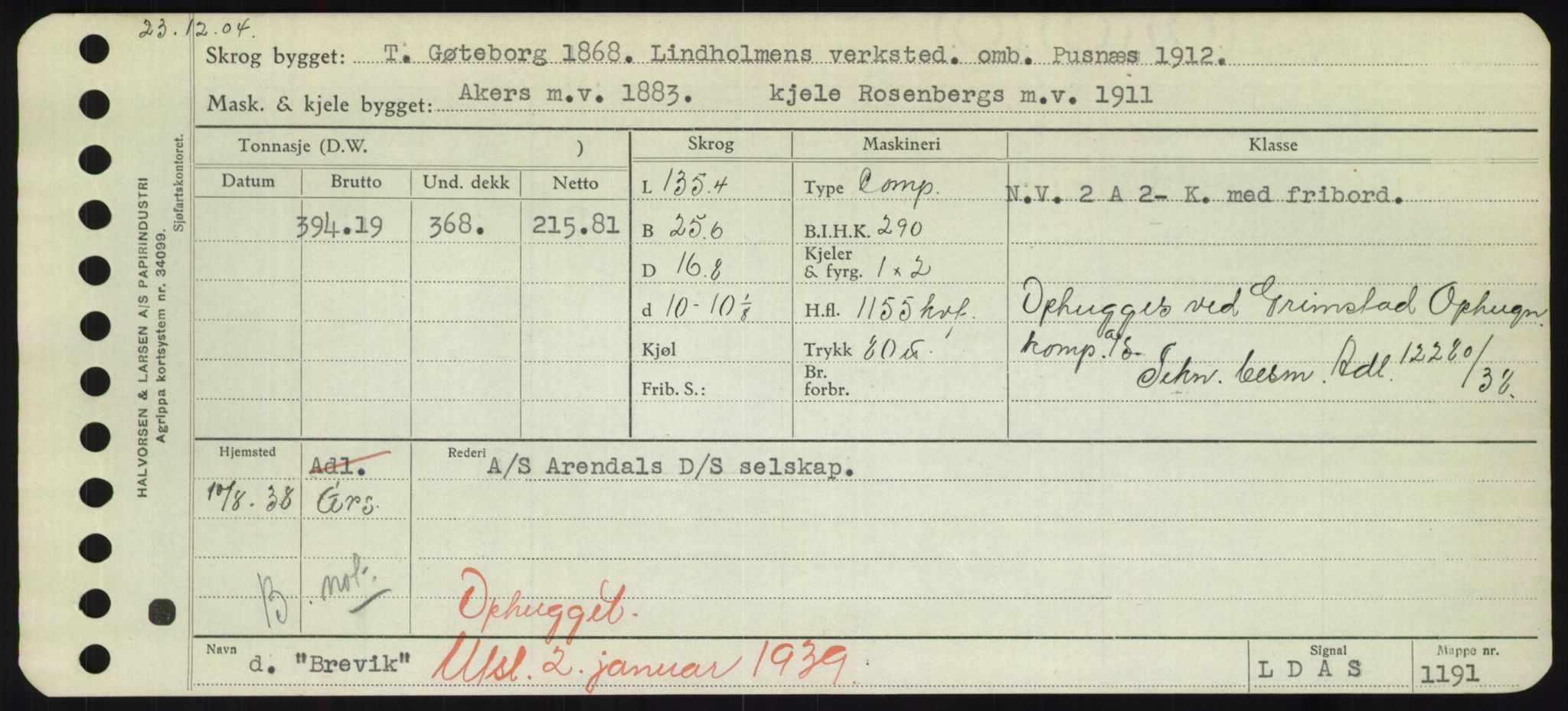 Sjøfartsdirektoratet med forløpere, Skipsmålingen, RA/S-1627/H/Hd/L0005: Fartøy, Br-Byg, p. 245