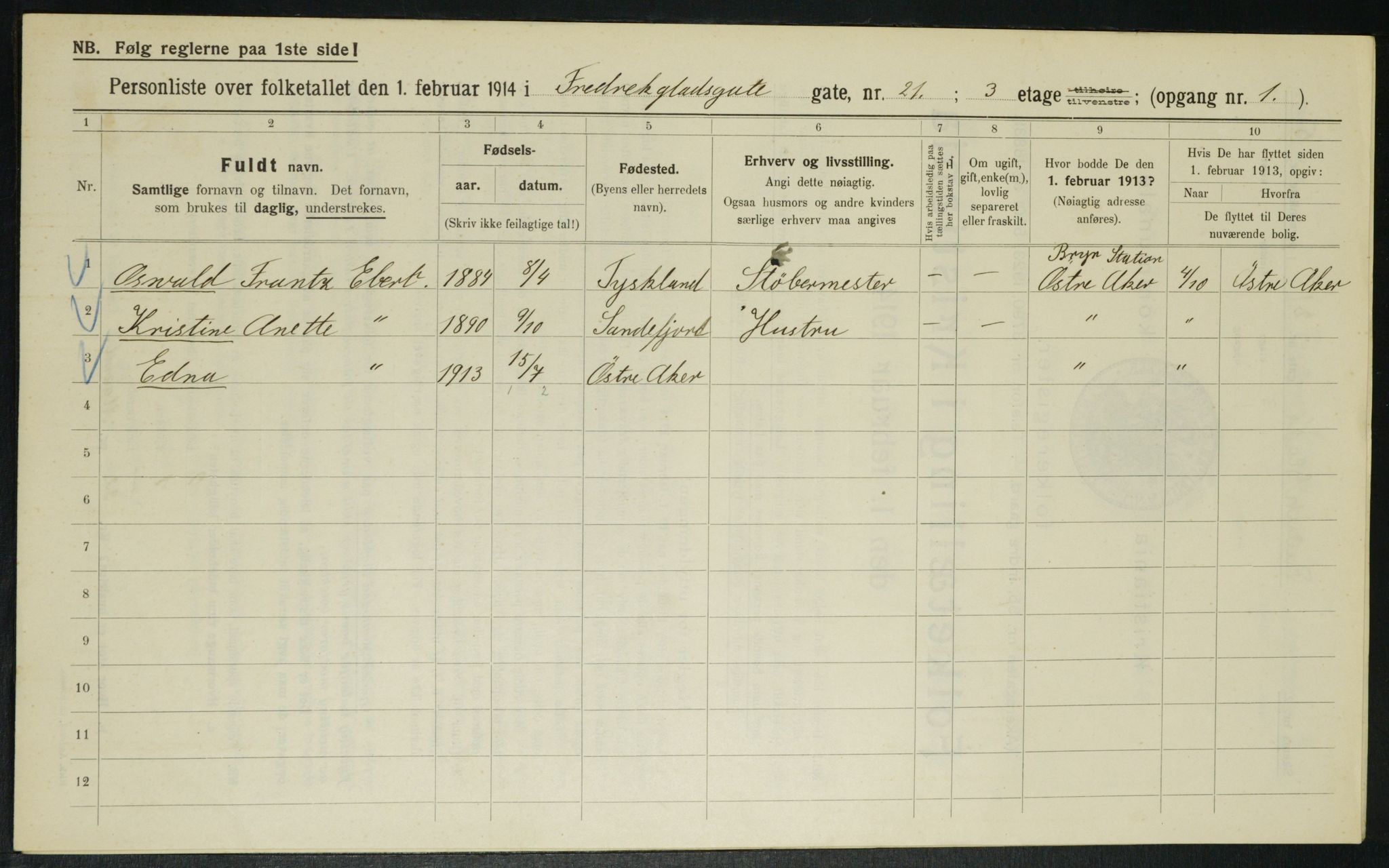 OBA, Municipal Census 1914 for Kristiania, 1914, p. 26781