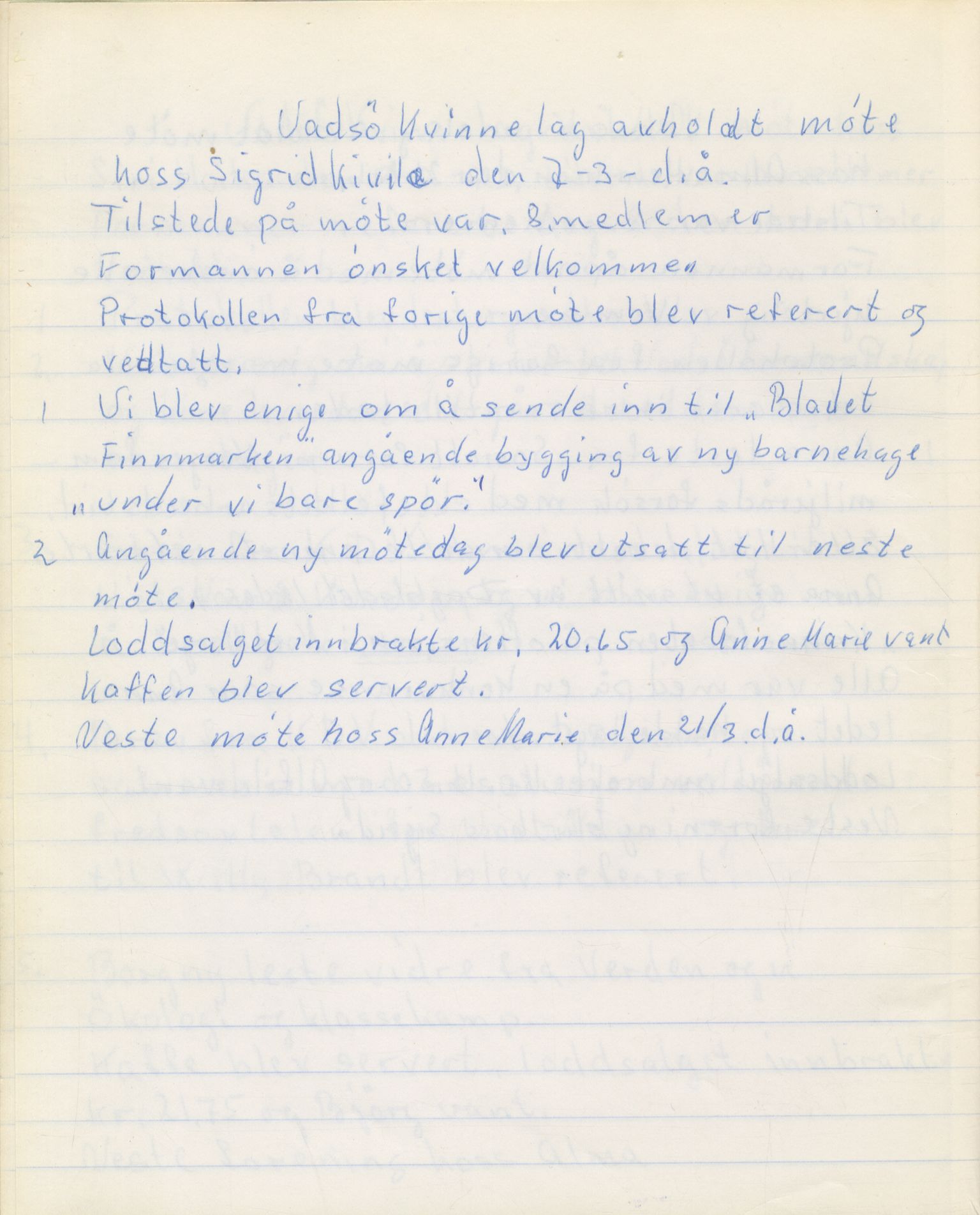 Vadsø Kvinnelag, FMFB/A-1054/A/L0003: Møteprotokoll, 1971-1980, p. 35