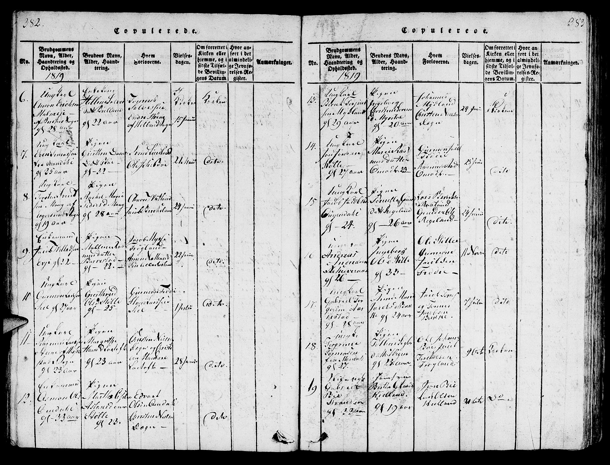 Sokndal sokneprestkontor, SAST/A-101808: Parish register (copy) no. B 1, 1815-1848, p. 382-383
