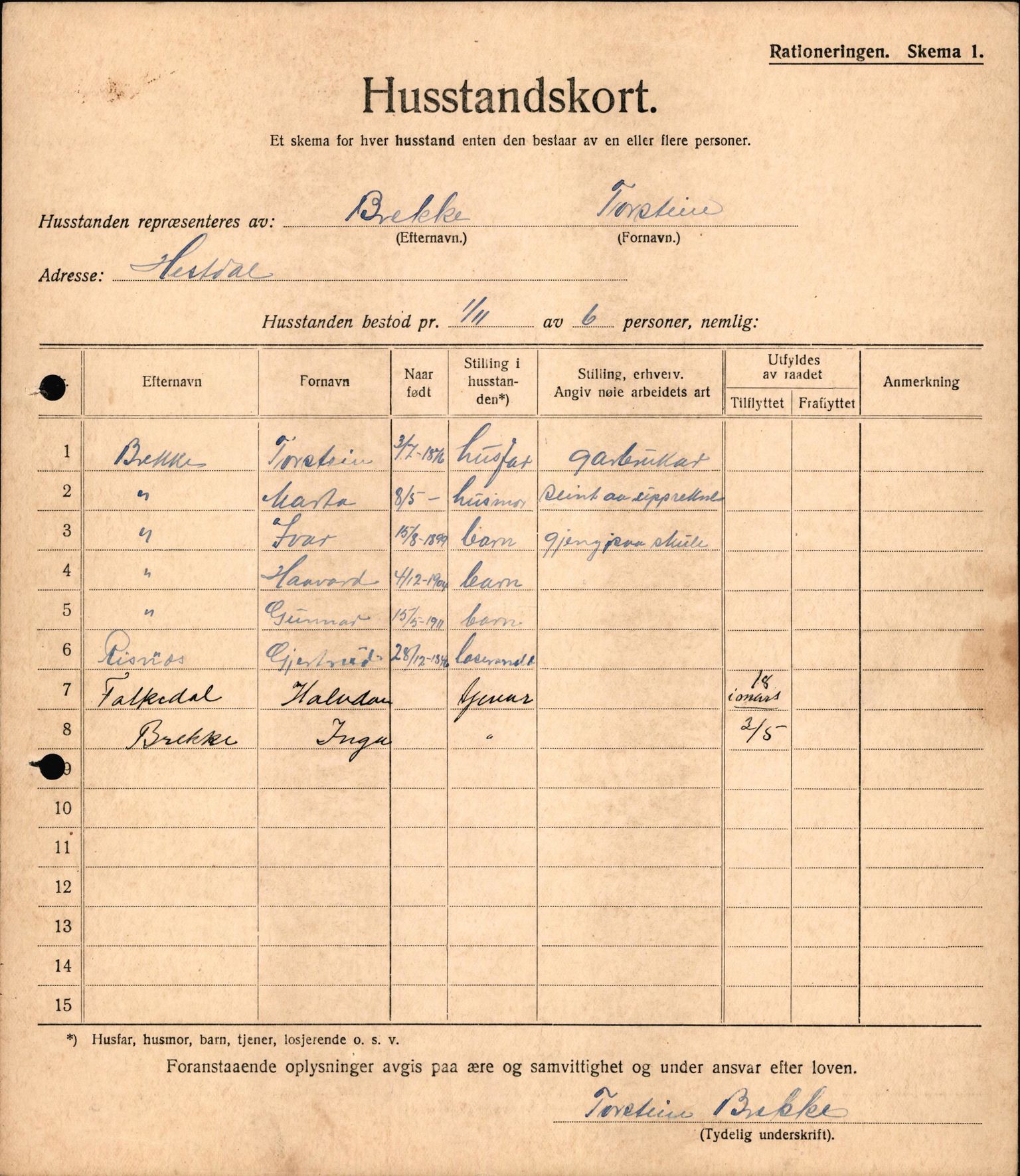 IKAH, Meland kommune, Provianteringsrådet, Husstander per 01.11.1917, 1917-1918, p. 272