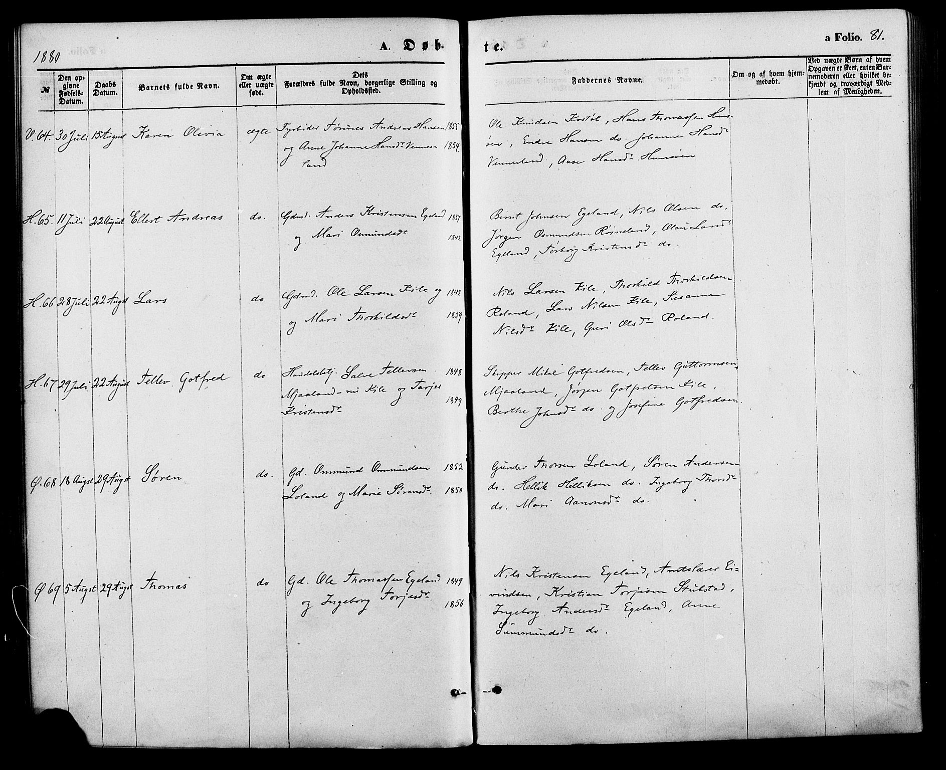 Vennesla sokneprestkontor, AV/SAK-1111-0045/Fa/Fac/L0008: Parish register (official) no. A 8, 1874-1883, p. 81