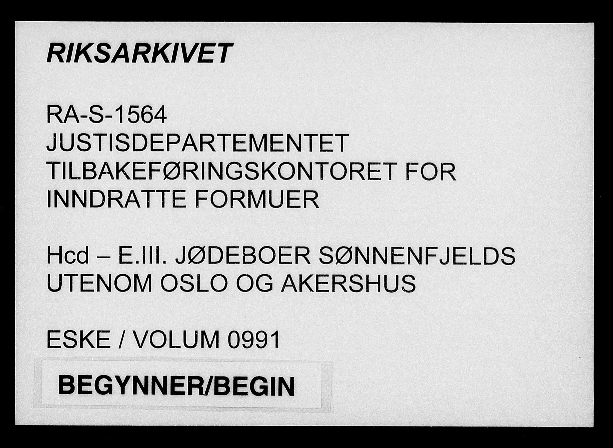 Justisdepartementet, Tilbakeføringskontoret for inndratte formuer, AV/RA-S-1564/H/Hc/Hcd/L0991: --, 1945-1947, p. 1