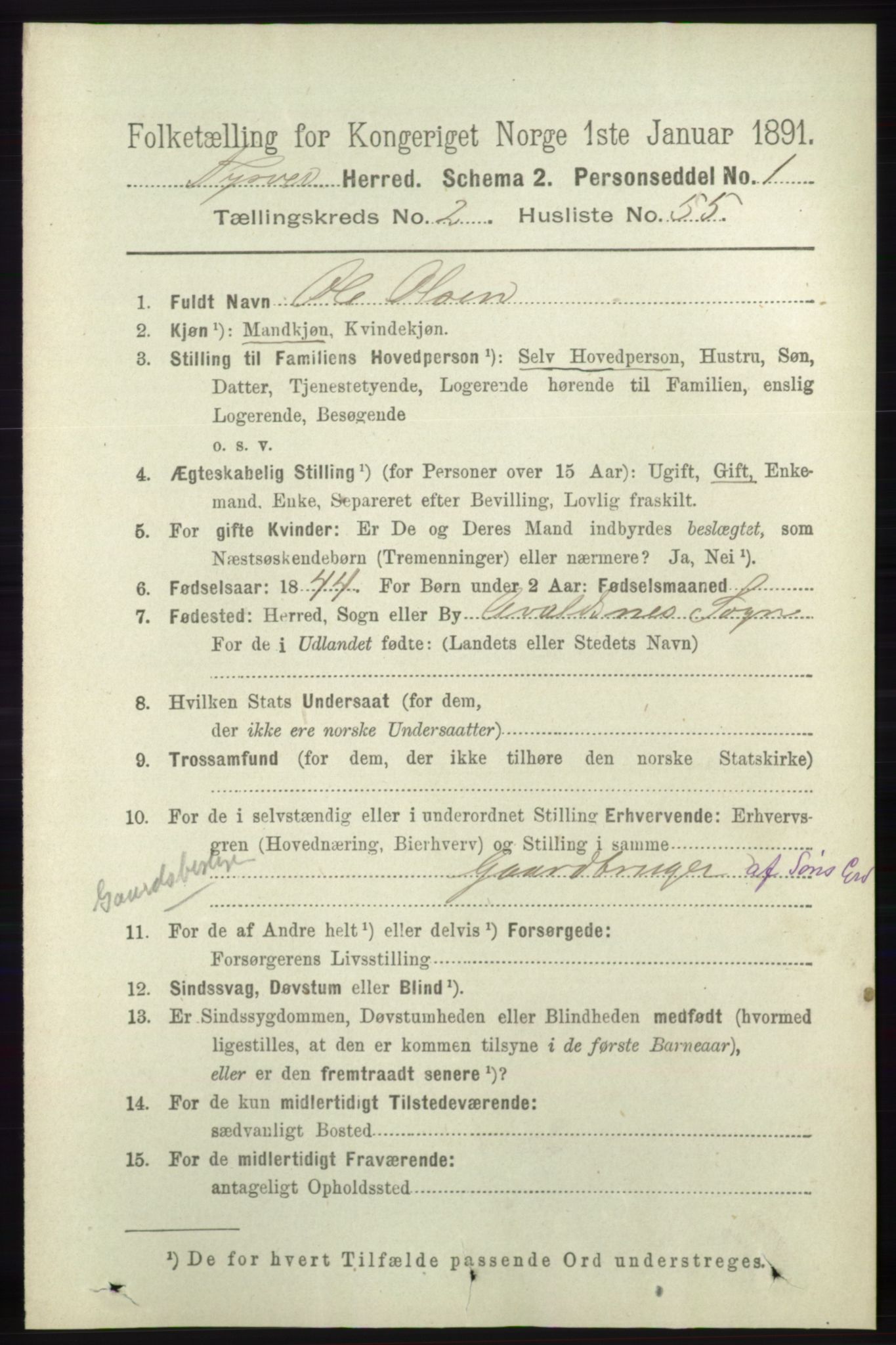 RA, 1891 census for 1146 Tysvær, 1891, p. 988