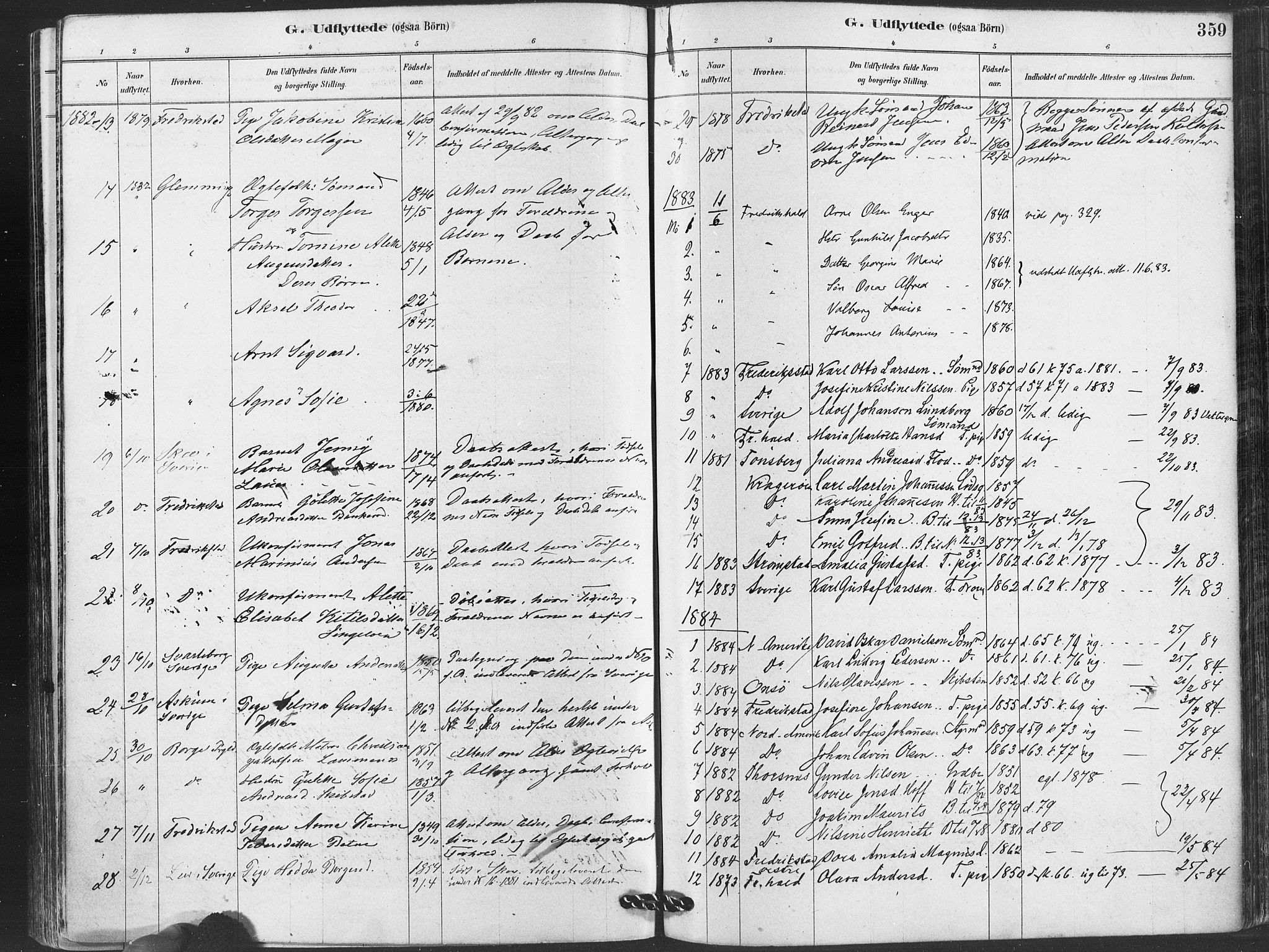 Hvaler prestekontor Kirkebøker, SAO/A-2001/F/Fa/L0008: Parish register (official) no. I 8, 1878-1895, p. 359