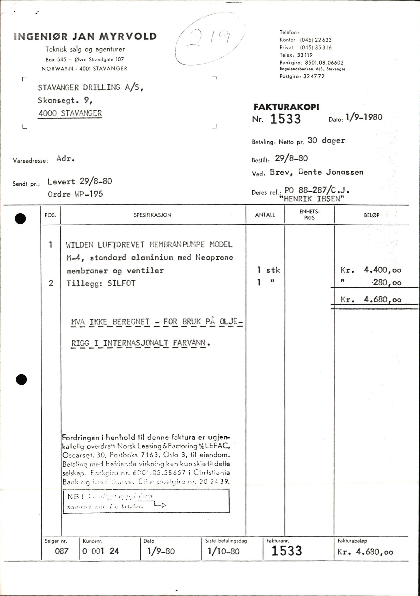 Pa 1503 - Stavanger Drilling AS, AV/SAST-A-101906/2/E/Ec/Eca/L0013: Sak og korrespondanse, 1980-1982