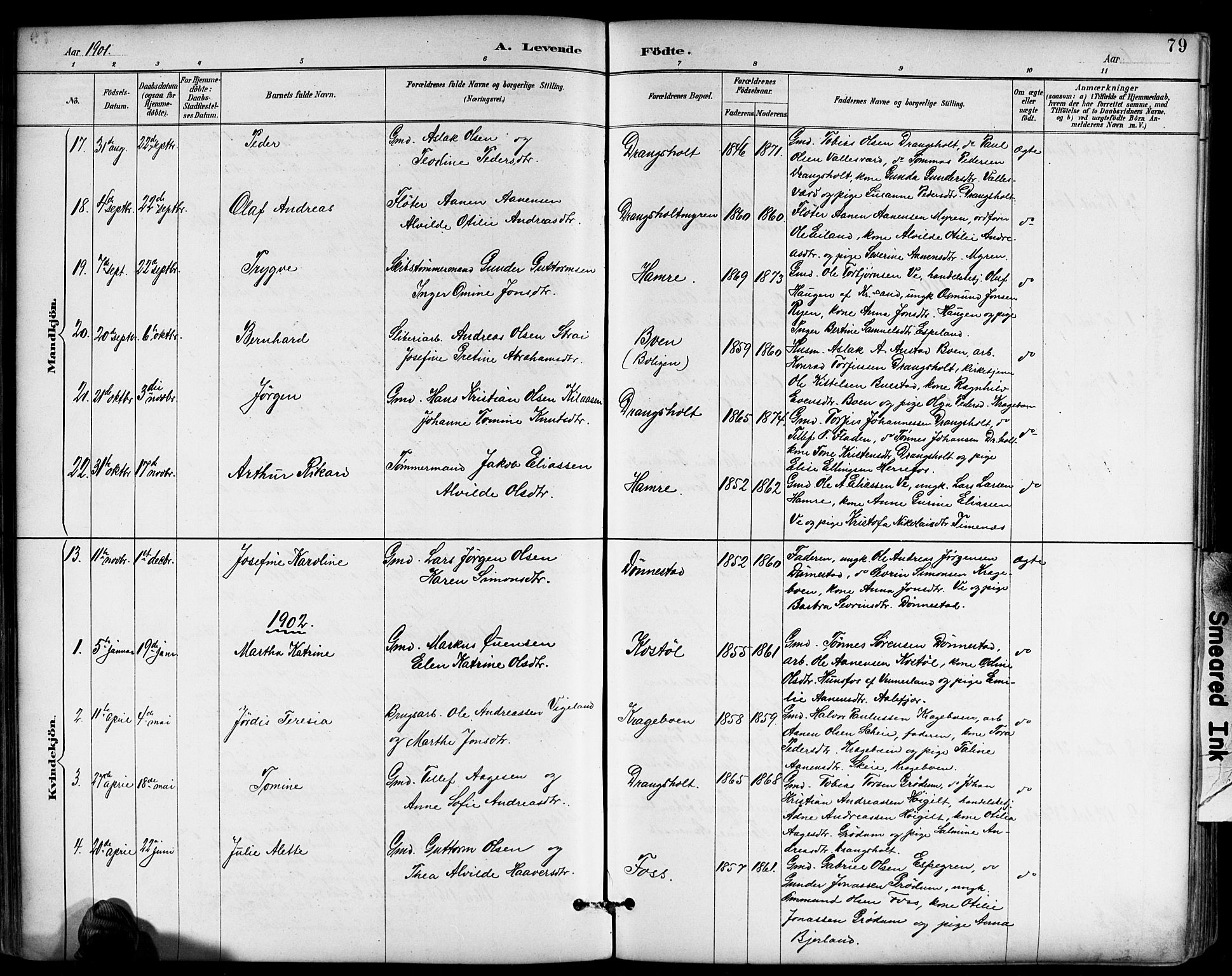 Tveit sokneprestkontor, SAK/1111-0043/F/Fb/L0004: Parish register (copy) no. B 4, 1887-1914, p. 79