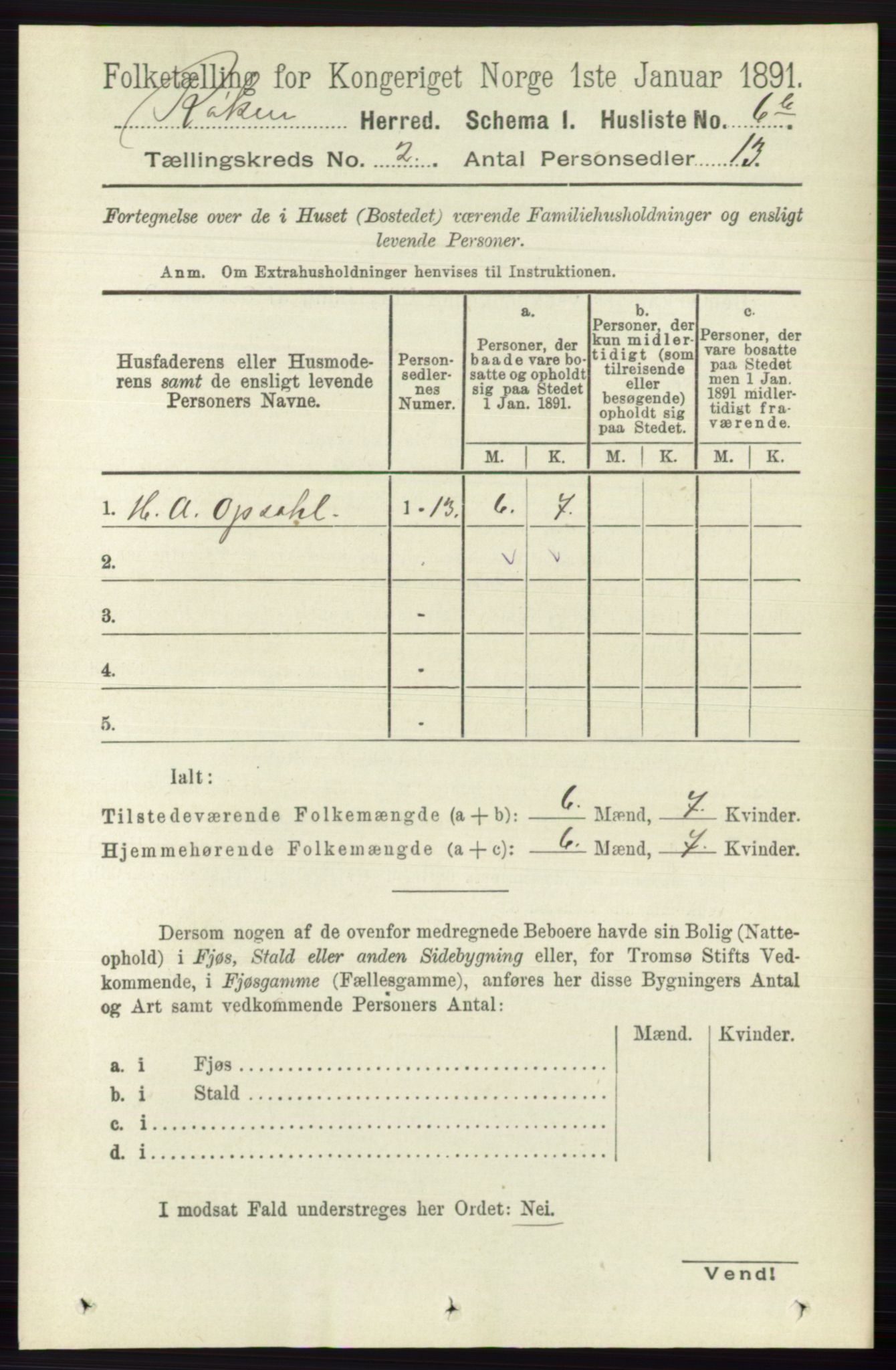 RA, 1891 census for 0627 Røyken, 1891, p. 471