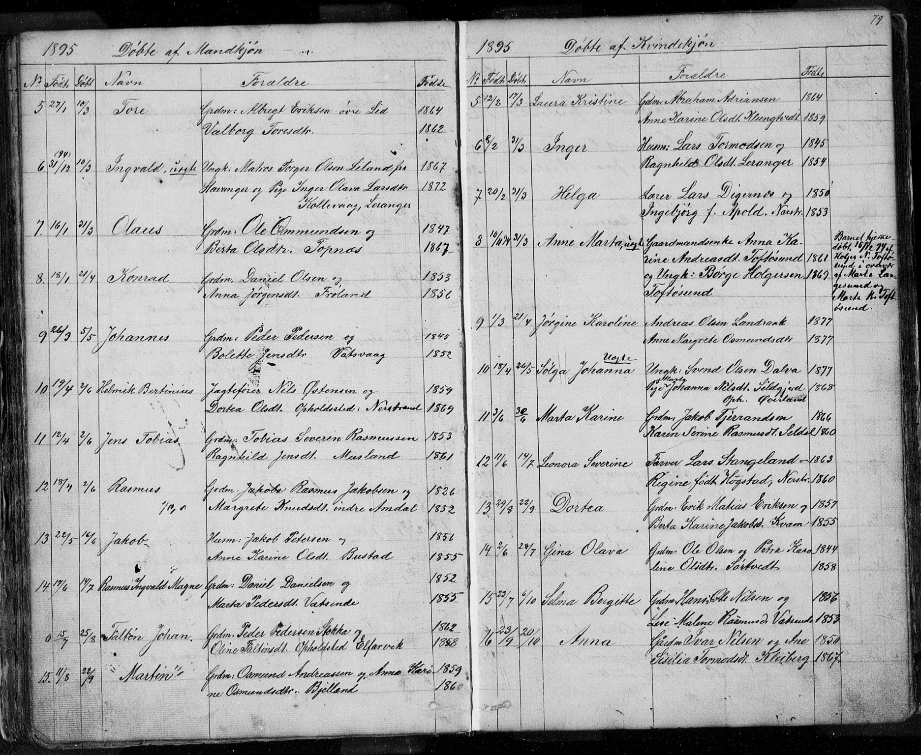 Nedstrand sokneprestkontor, SAST/A-101841/01/V: Parish register (copy) no. B 3, 1848-1933, p. 79