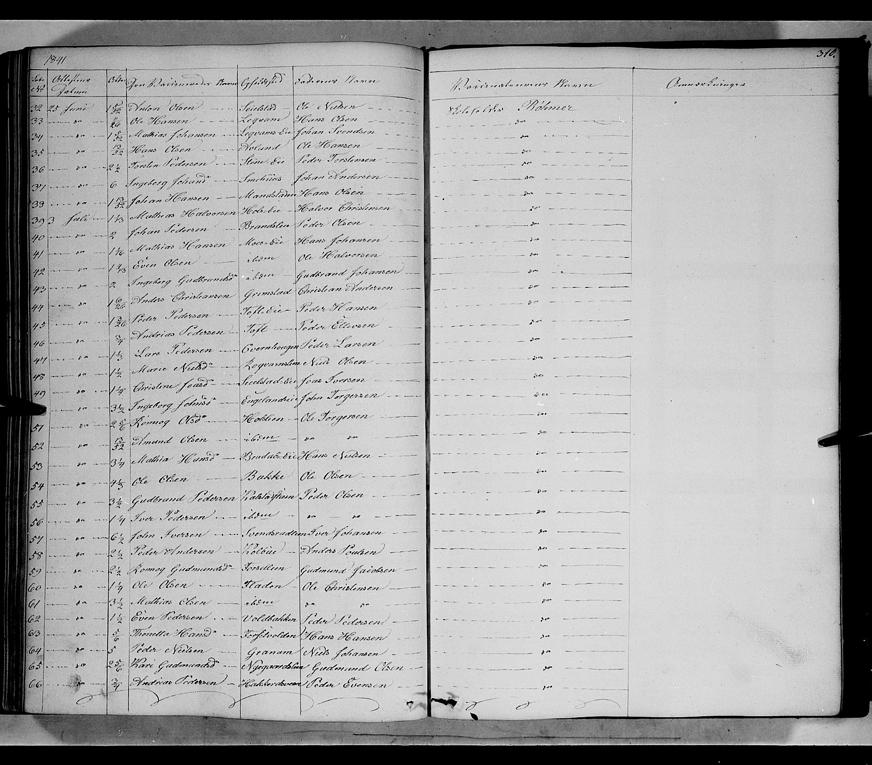 Gausdal prestekontor, SAH/PREST-090/H/Ha/Haa/L0007: Parish register (official) no. 7, 1840-1850, p. 310