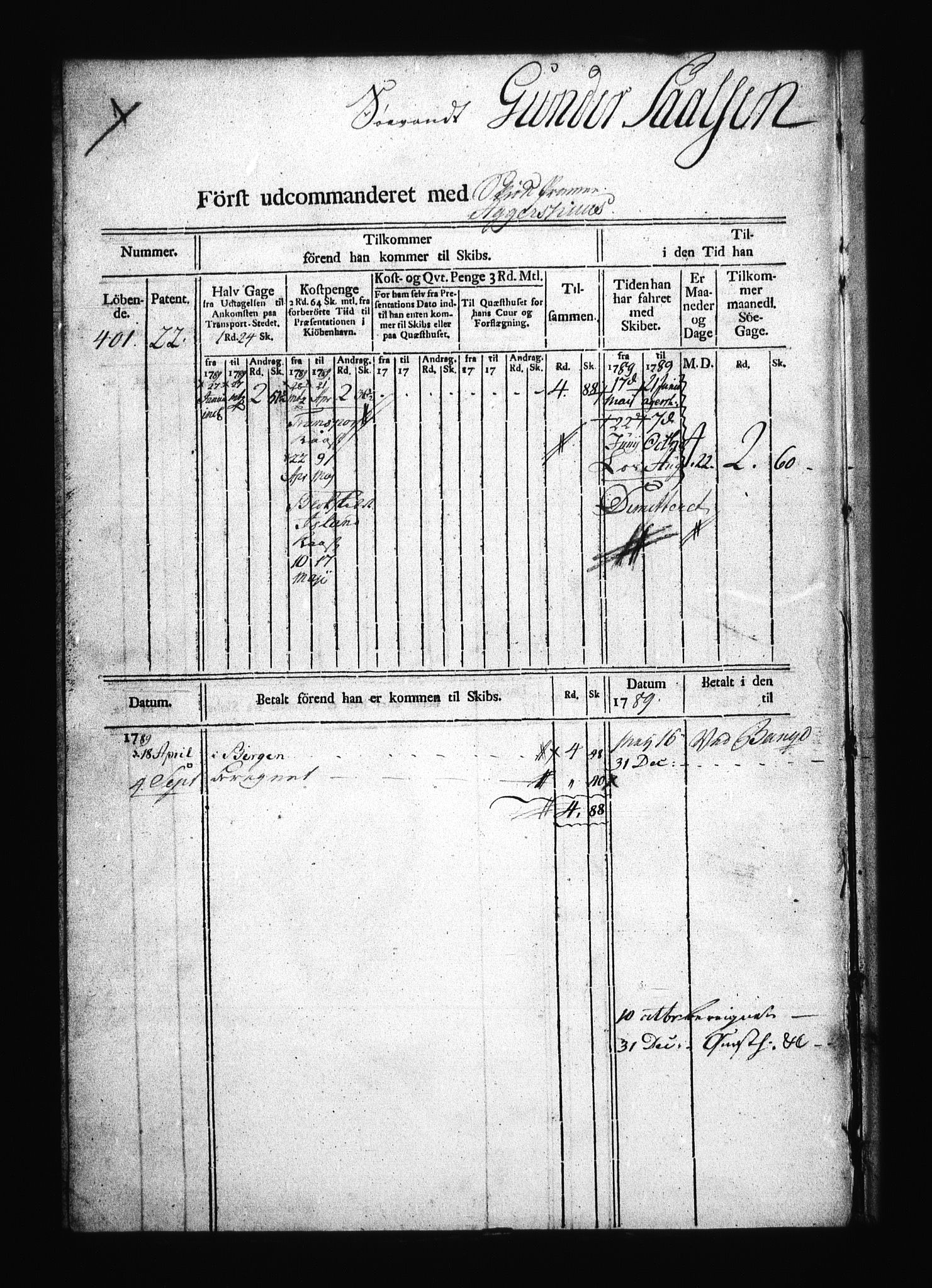 Sjøetaten, AV/RA-EA-3110/F/L0010: Bergen stift, bind 3, 1789