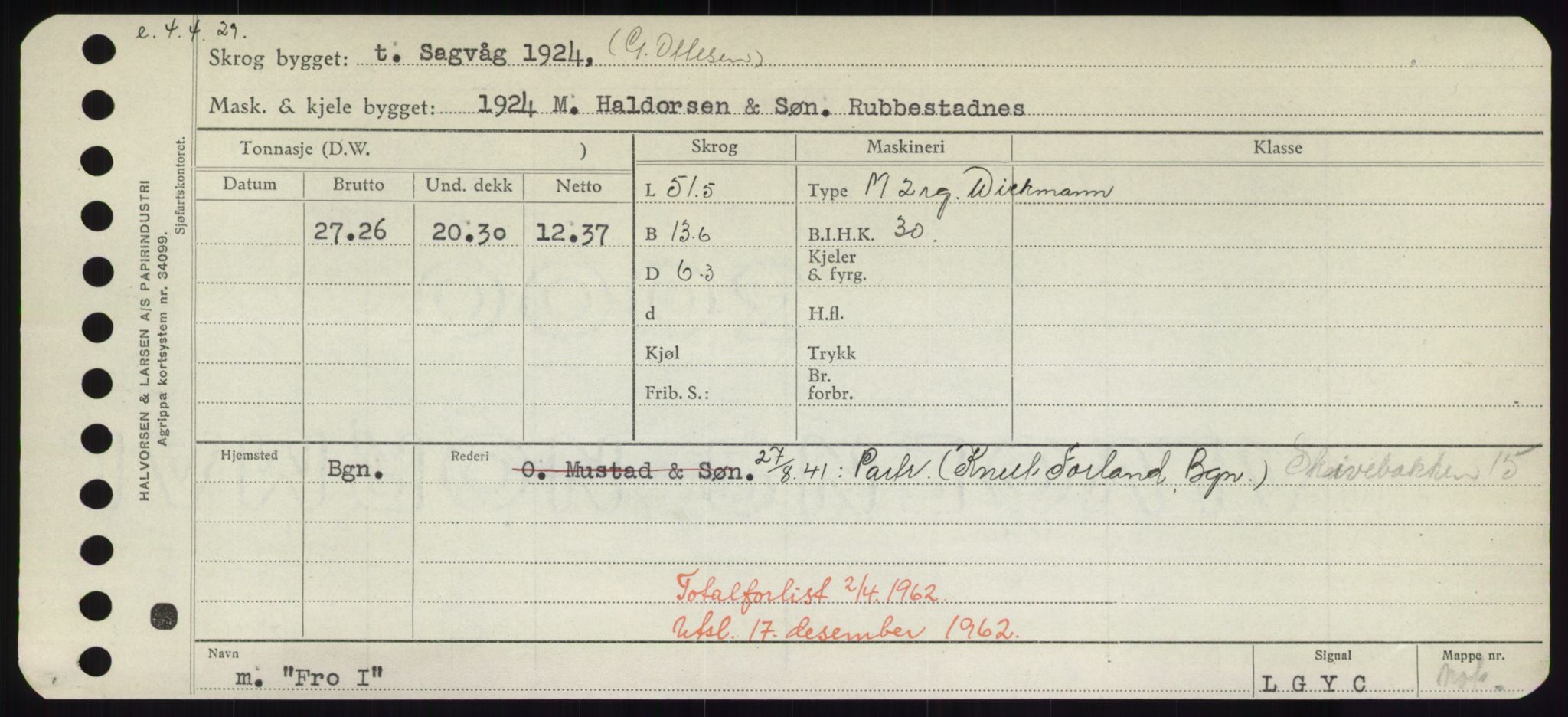 Sjøfartsdirektoratet med forløpere, Skipsmålingen, RA/S-1627/H/Hd/L0011: Fartøy, Fla-Får, p. 501