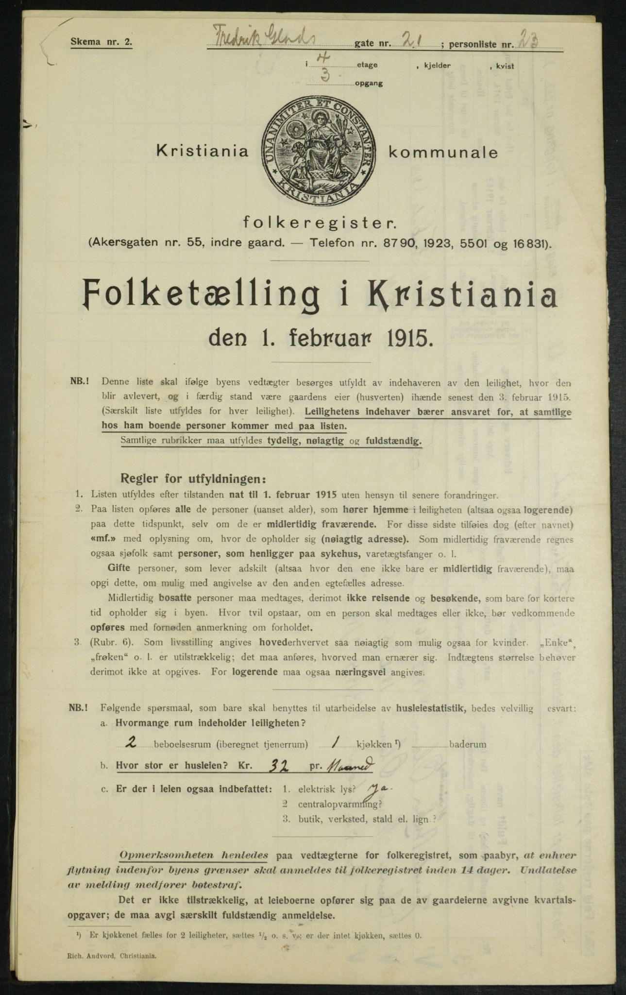 OBA, Municipal Census 1915 for Kristiania, 1915, p. 26146