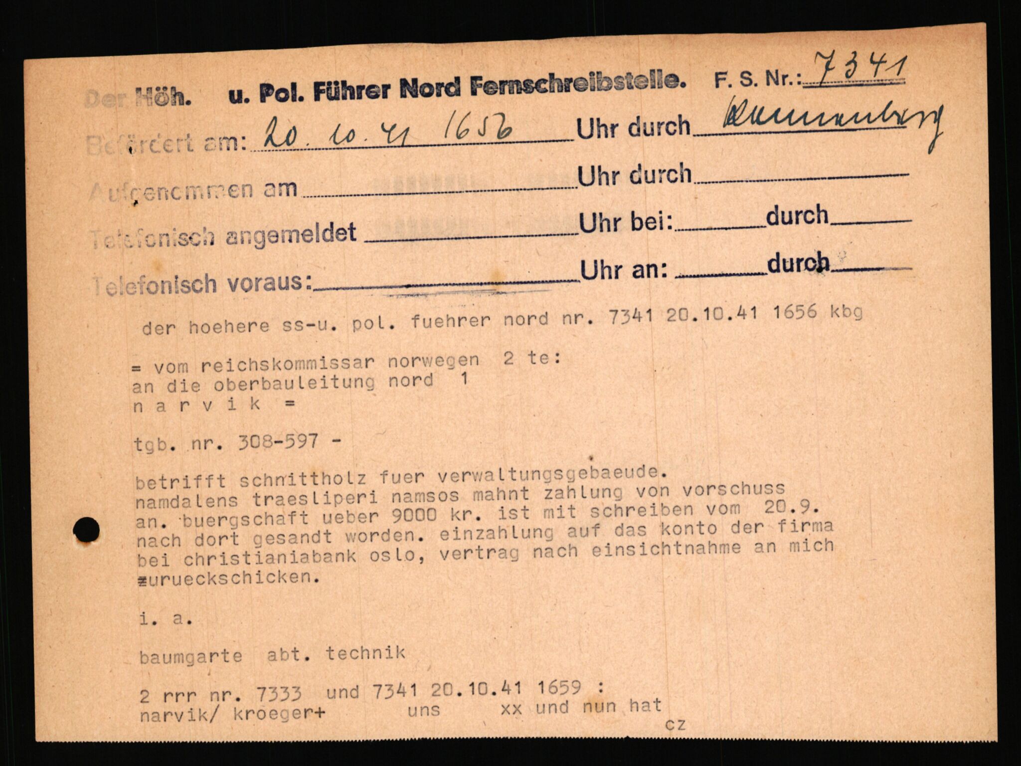 Tyske arkiver, Organisation Todt (OT), Einsatzgruppe Wiking, AV/RA-RAFA-2188/2/B/Bb/L0006: Korrespondanse med Kriegsmarine, 1940-1941, p. 19